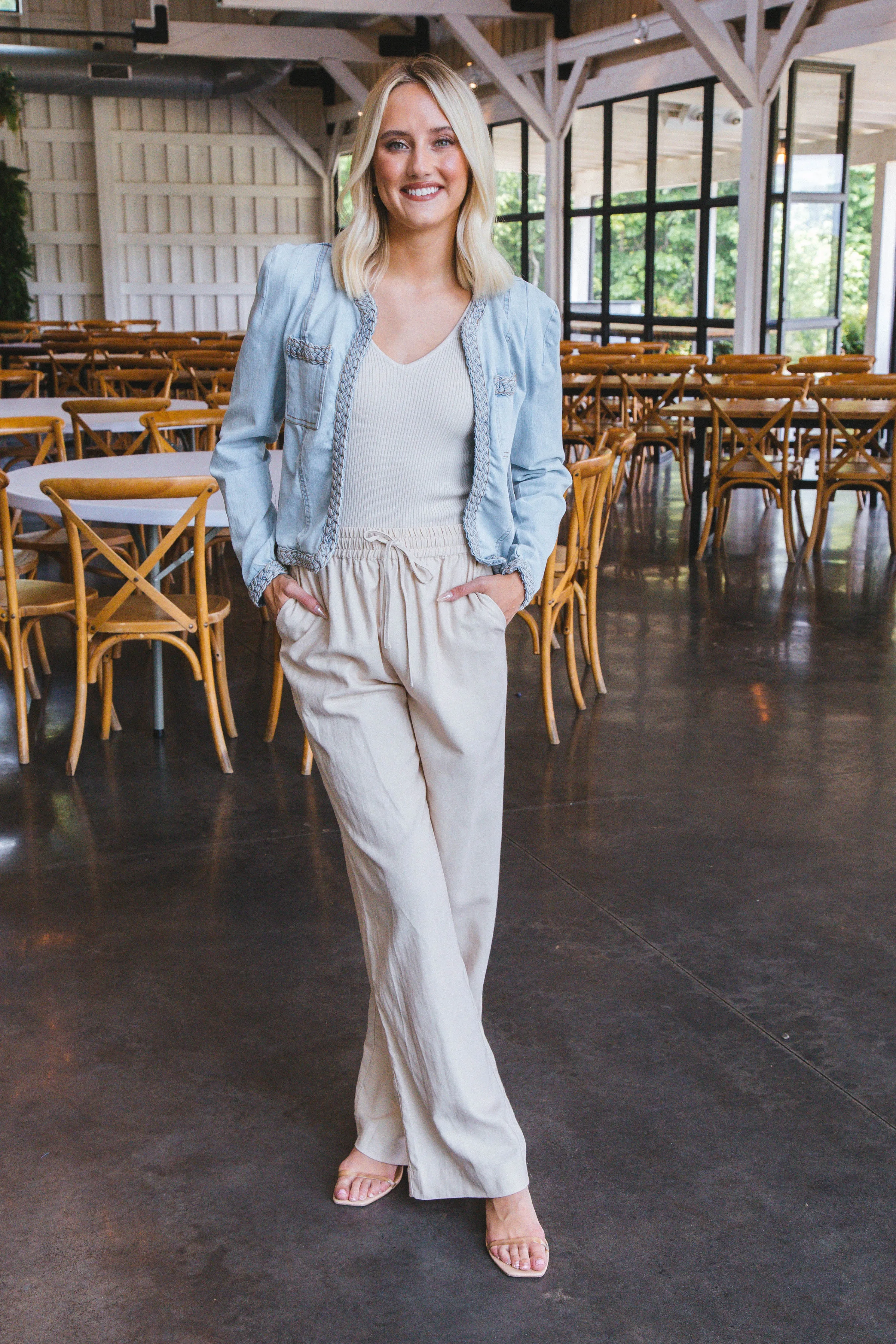 Paige Braided Trim Jean Jacket, Light Denim sold by North & Main Clothing Company product image thumbnail 3
