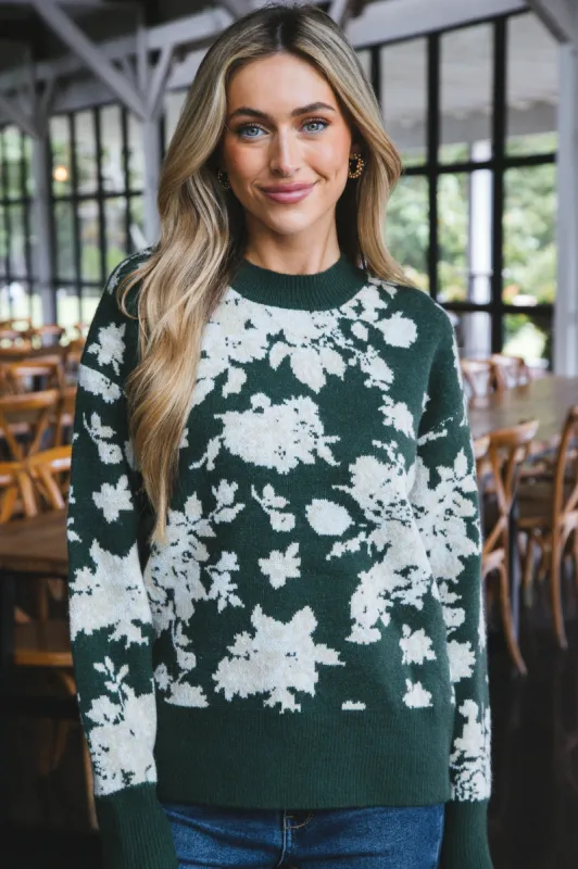 Elowen Floral Sweater, Green made by Listicle
