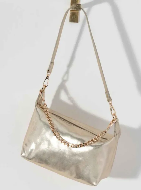 Jessie Shoulder Bag with Chain Handle, Gold sold by North & Main Clothing Company