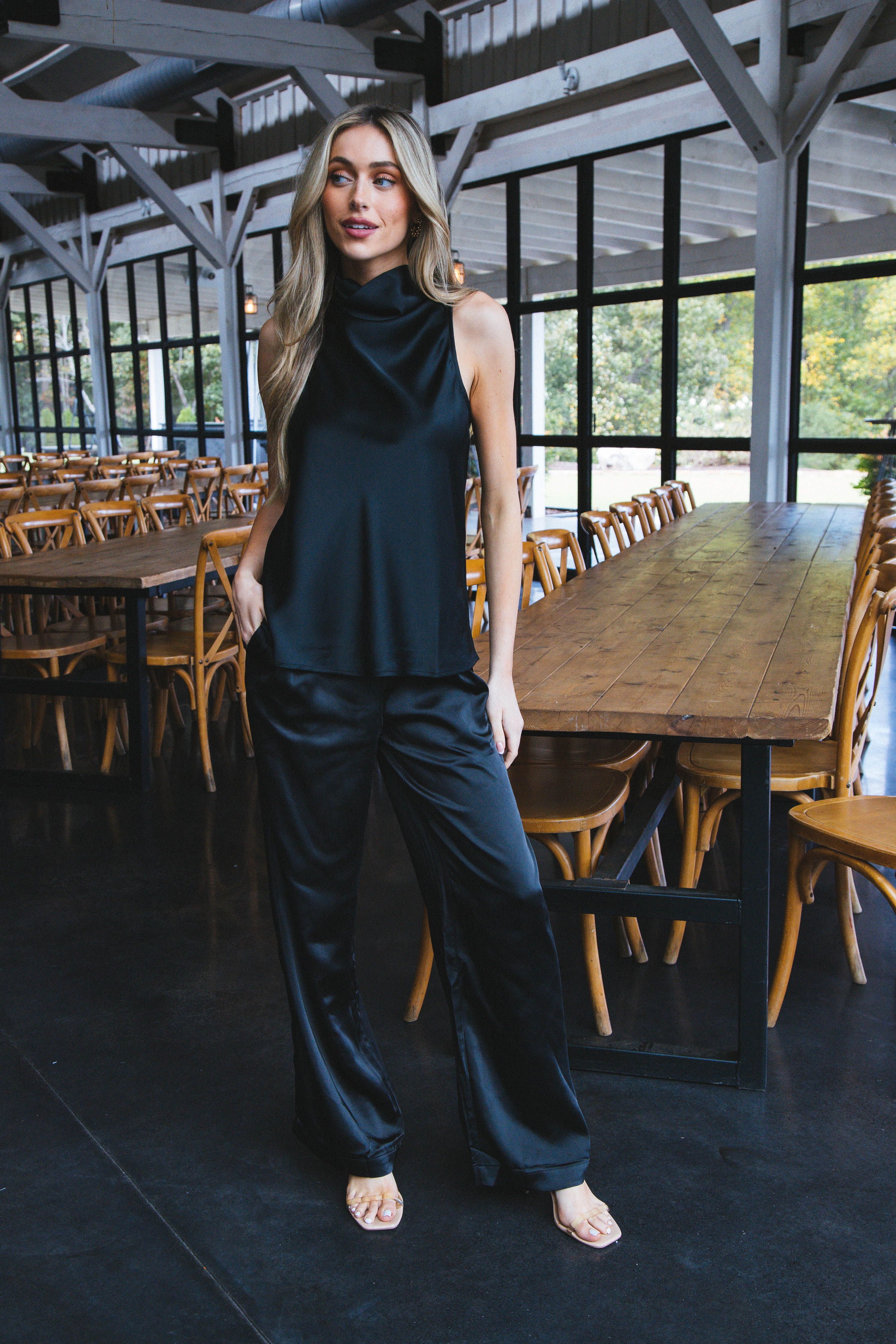 Too Cute Satin Sleeveless Top, Black | Sanctuary sold by North & Main Clothing Company product image thumbnail 4