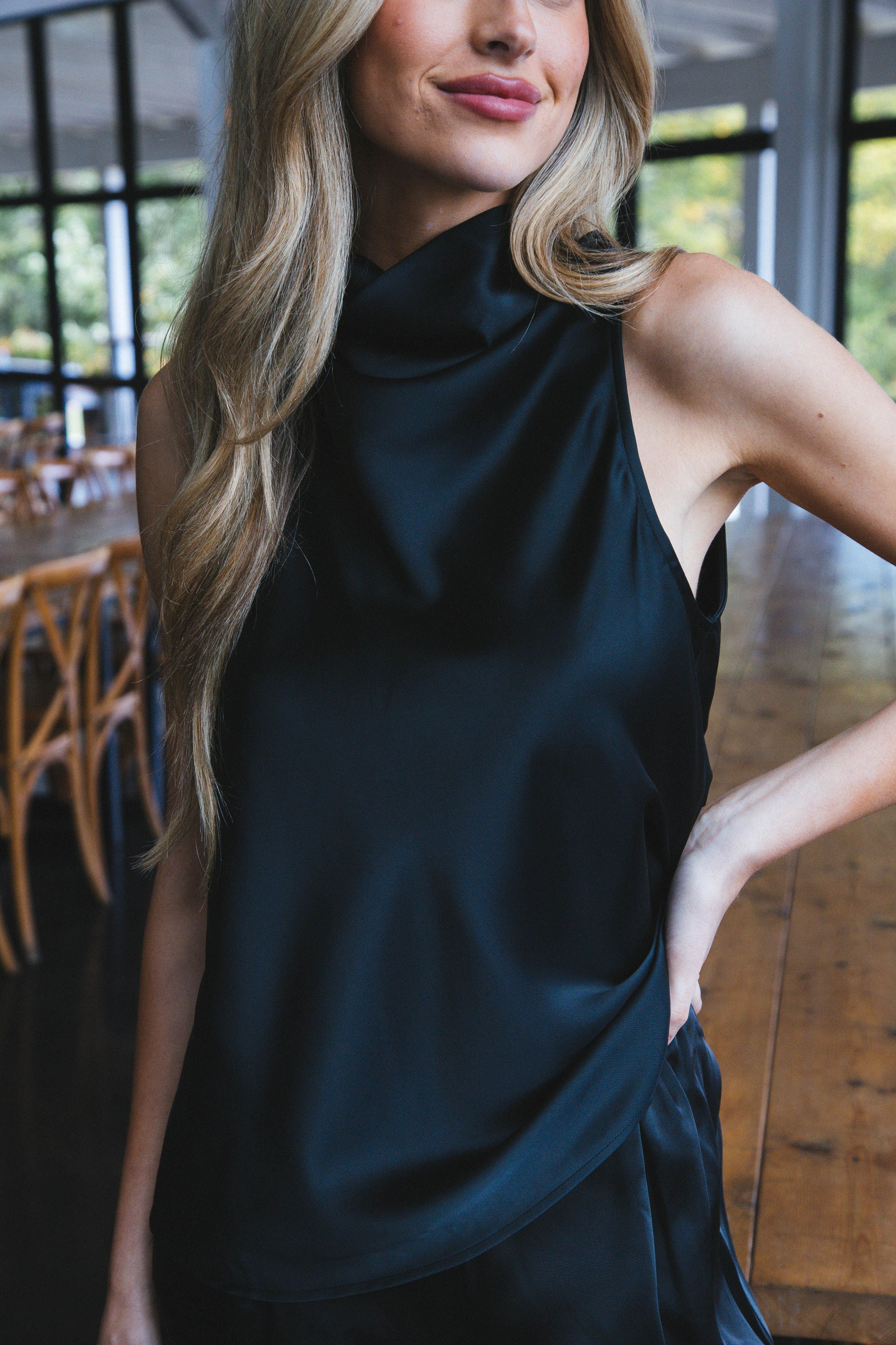 Too Cute Satin Sleeveless Top, Black | Sanctuary sold by North & Main Clothing Company product image thumbnail 5