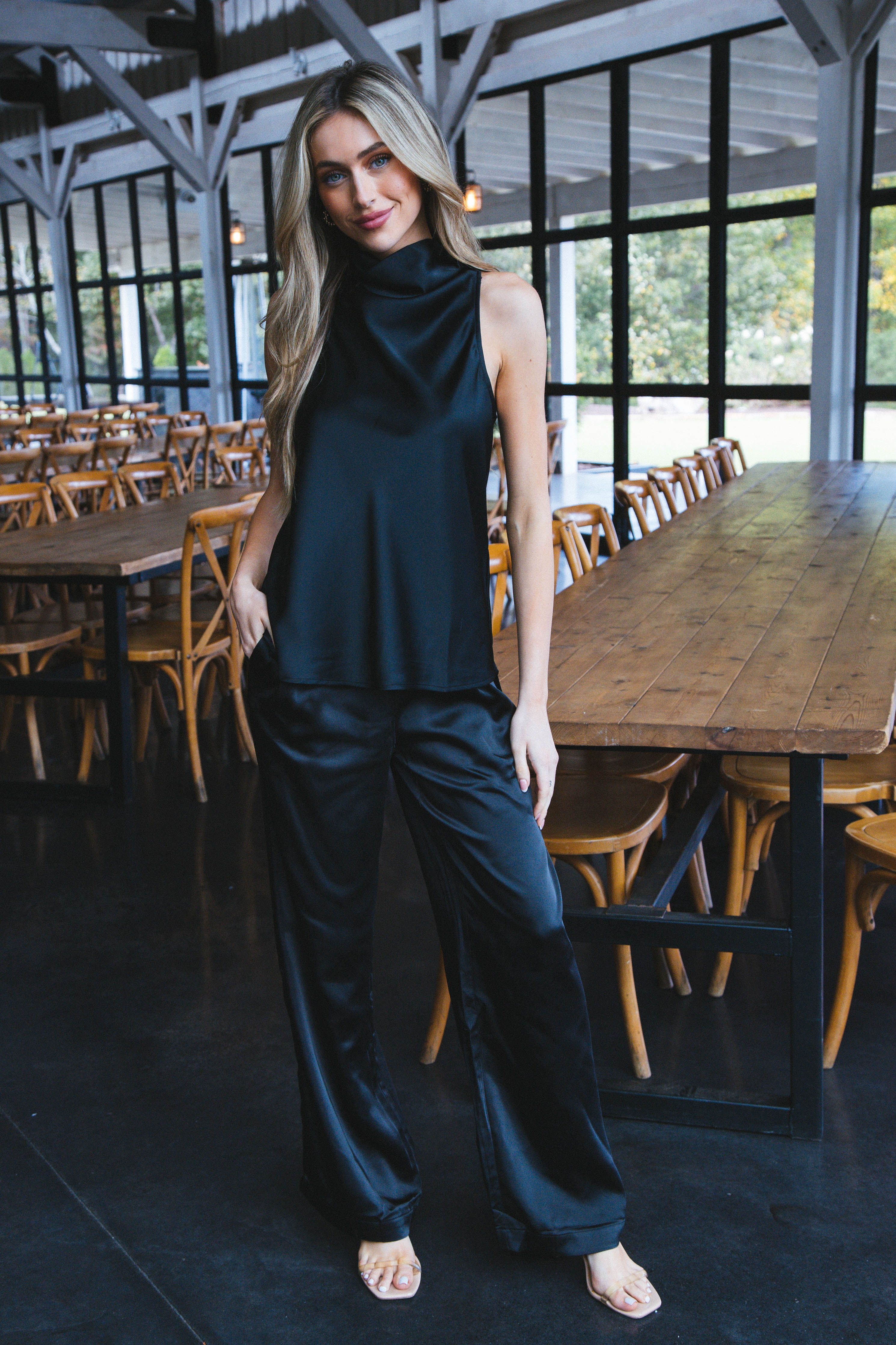 Too Cute Satin Sleeveless Top, Black | Sanctuary sold by North & Main Clothing Company product image thumbnail 3