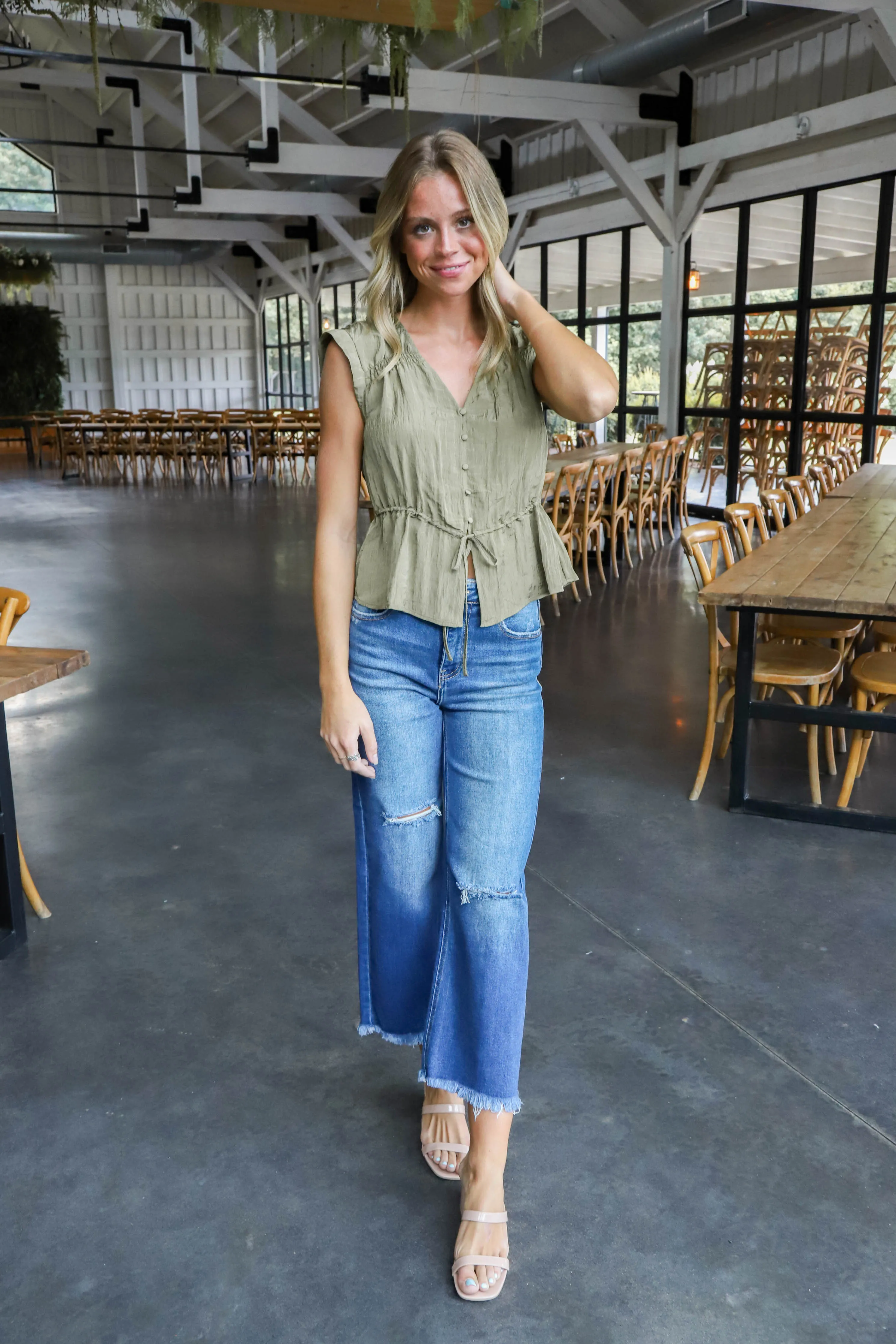 Emmalyn Frayed Ankle Crop Jeans, Dark | Risen sold by North & Main Clothing Company product image thumbnail 4