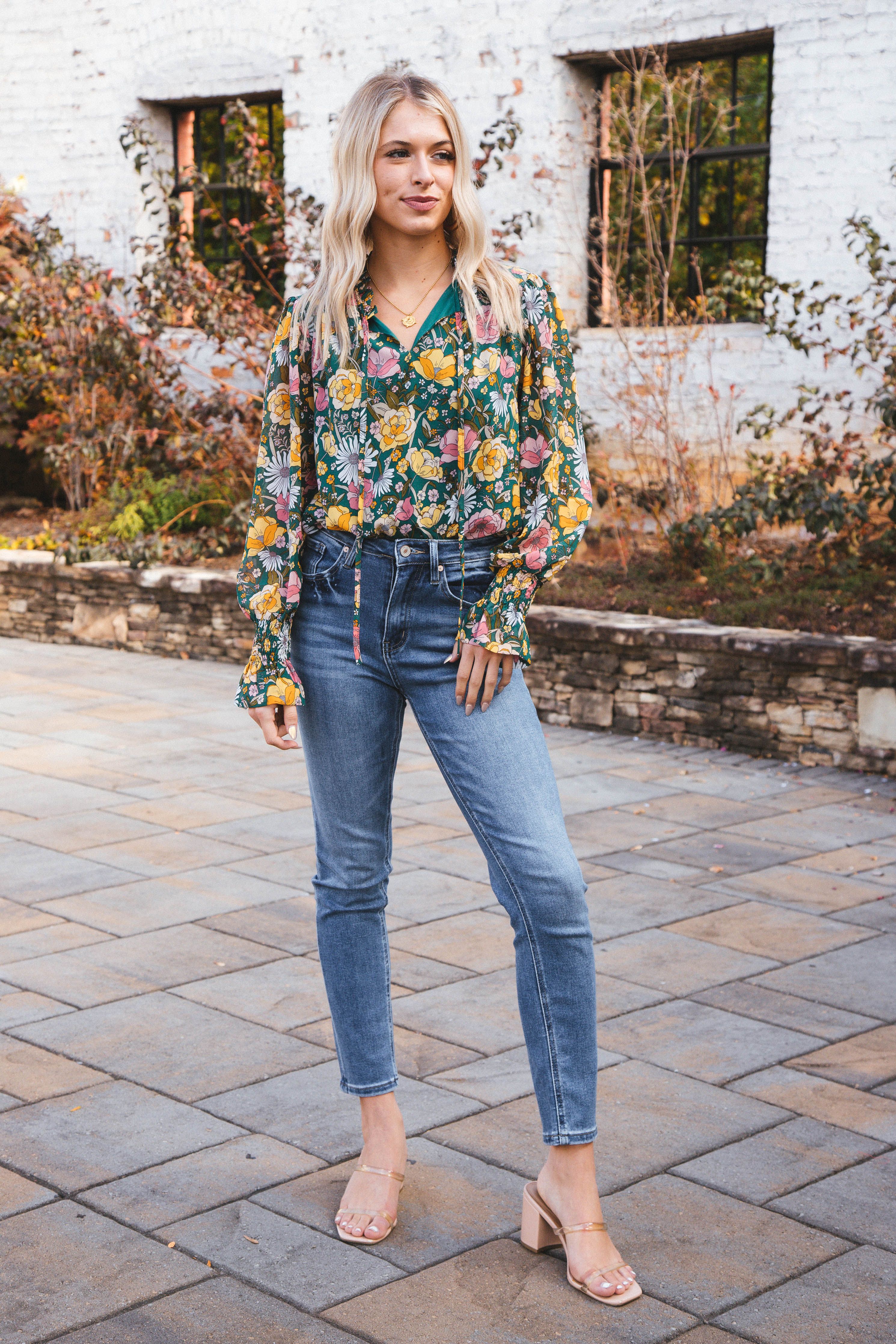 Sloan Floral Top, Hunter Green sold by North & Main Clothing Company product image thumbnail 2
