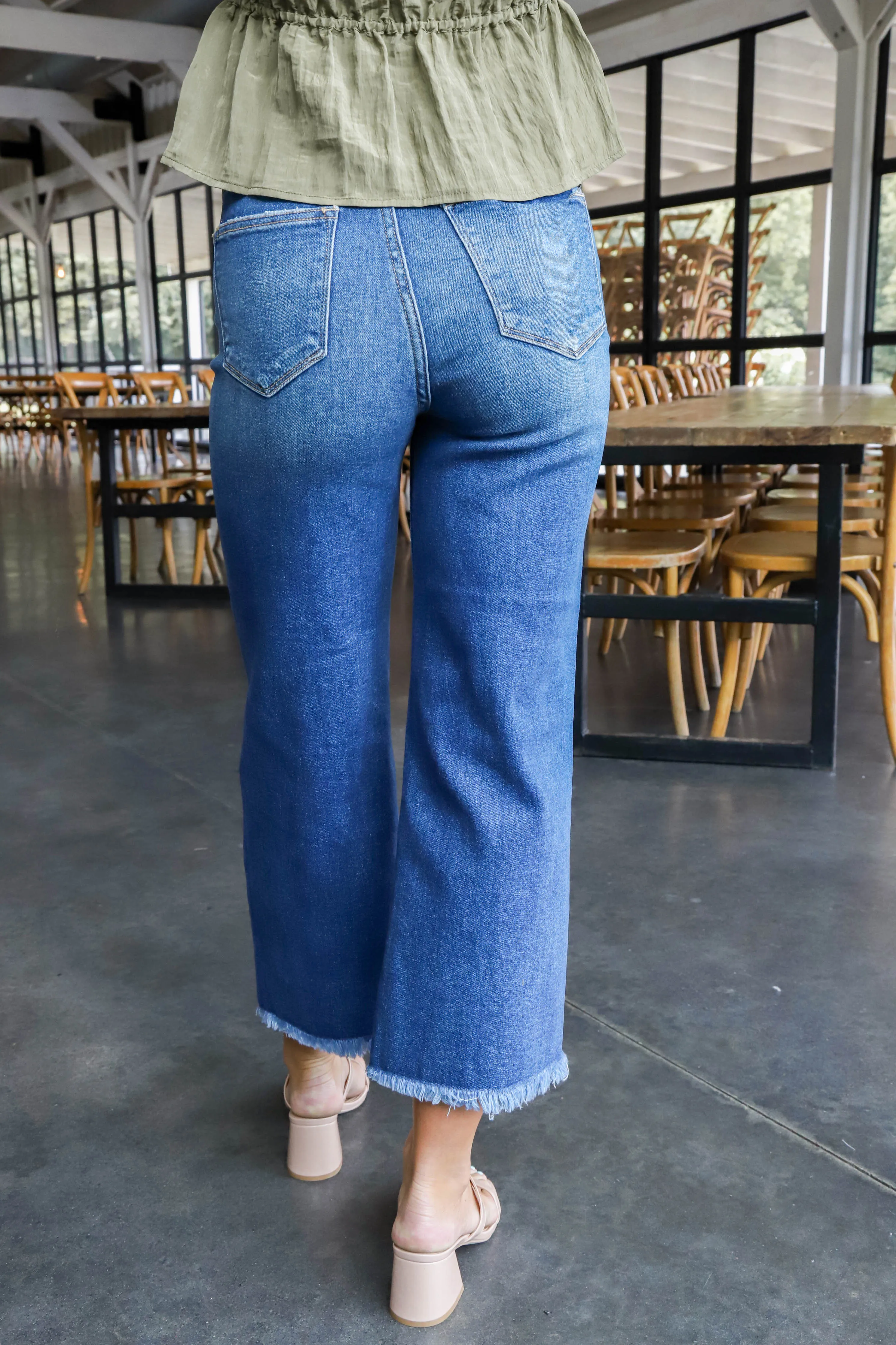 Emmalyn Frayed Ankle Crop Jeans, Dark | Risen sold by North & Main Clothing Company product image thumbnail 3