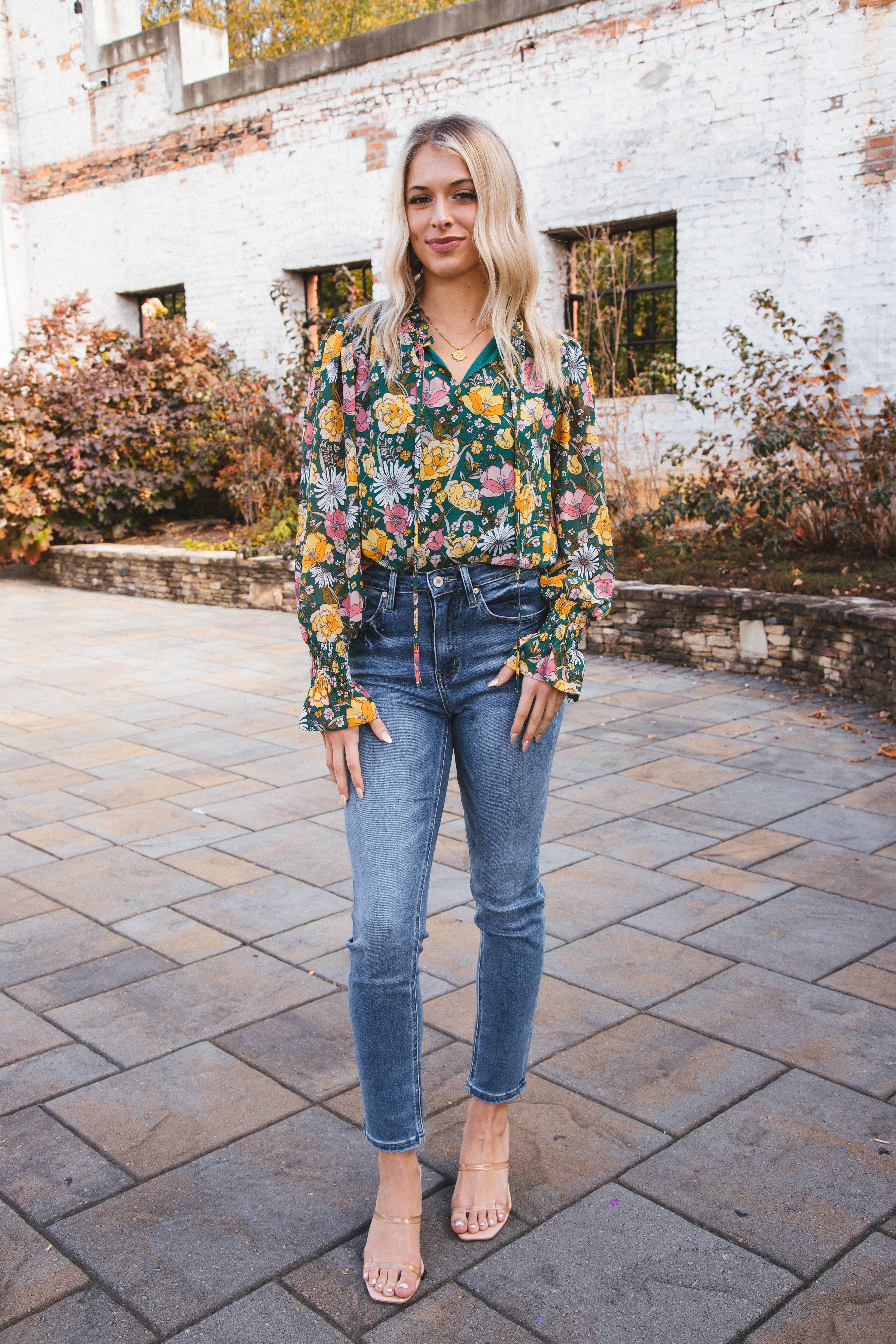 Sloan Floral Top, Hunter Green sold by North & Main Clothing Company product image thumbnail 3