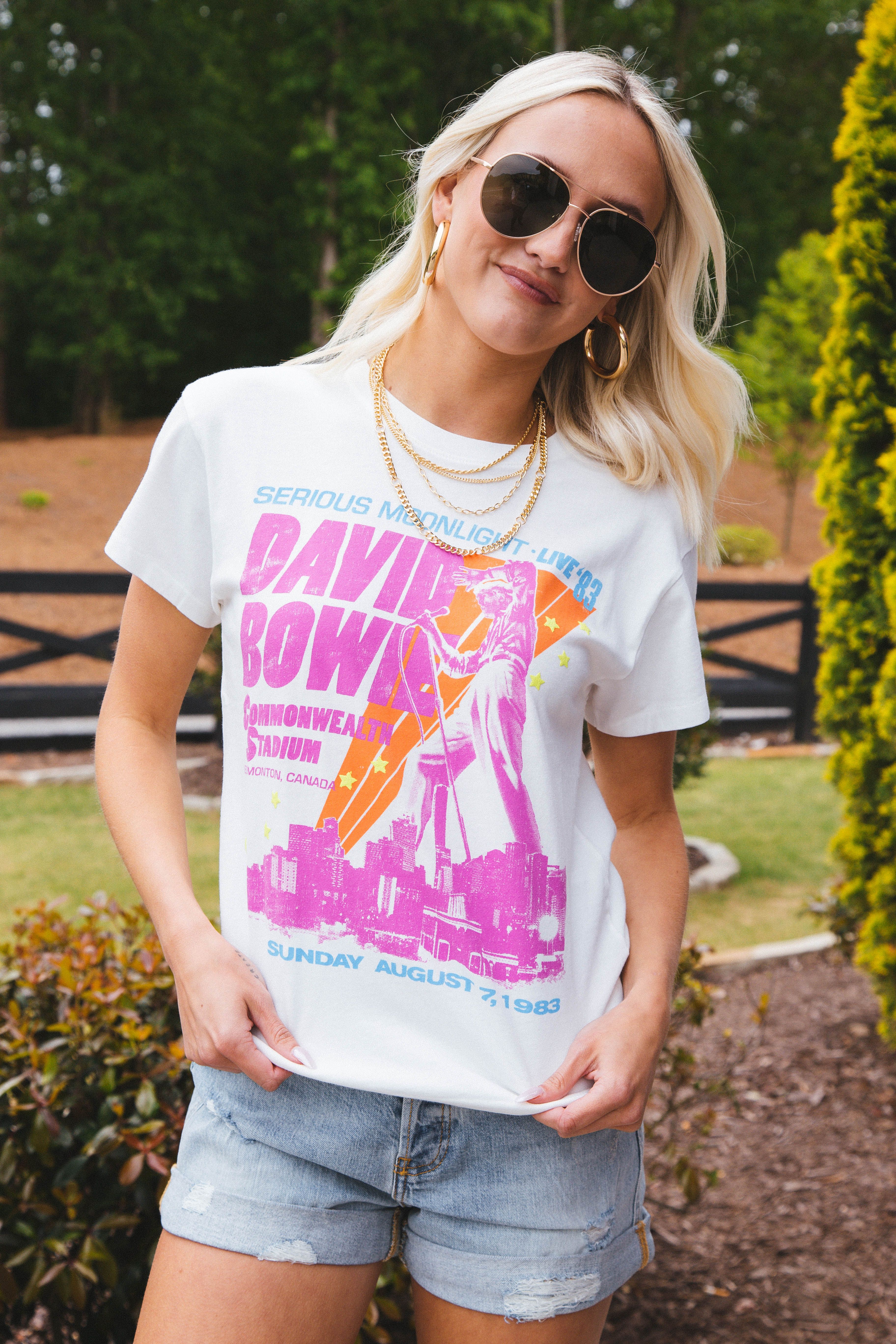 David Bowie Moonlight Tee, Vintage White | Daydreamer sold by North & Main Clothing Company