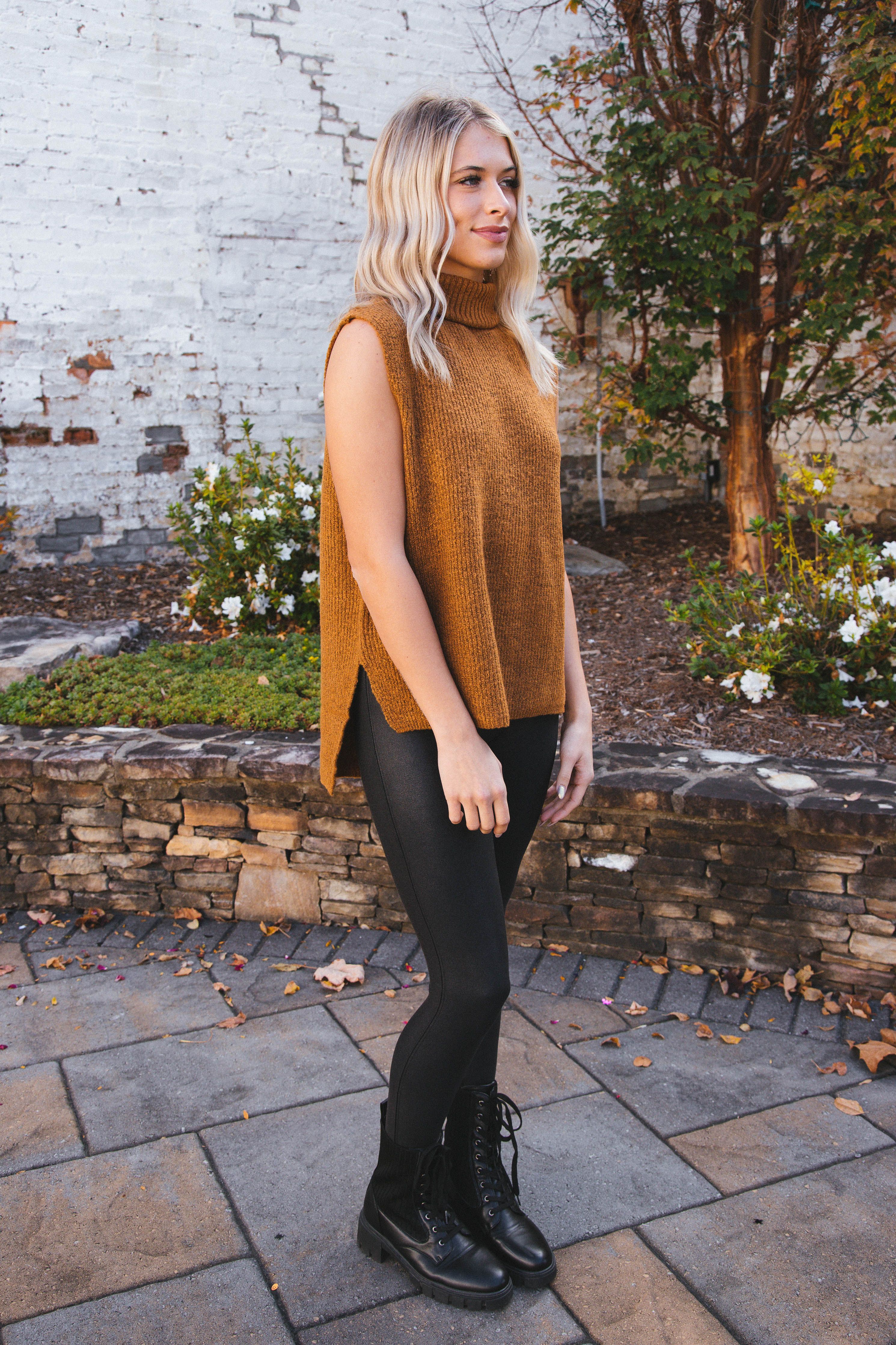 Amelie Turtleneck Sweater Vest, Pale Brown sold by North & Main Clothing Company product image thumbnail 5