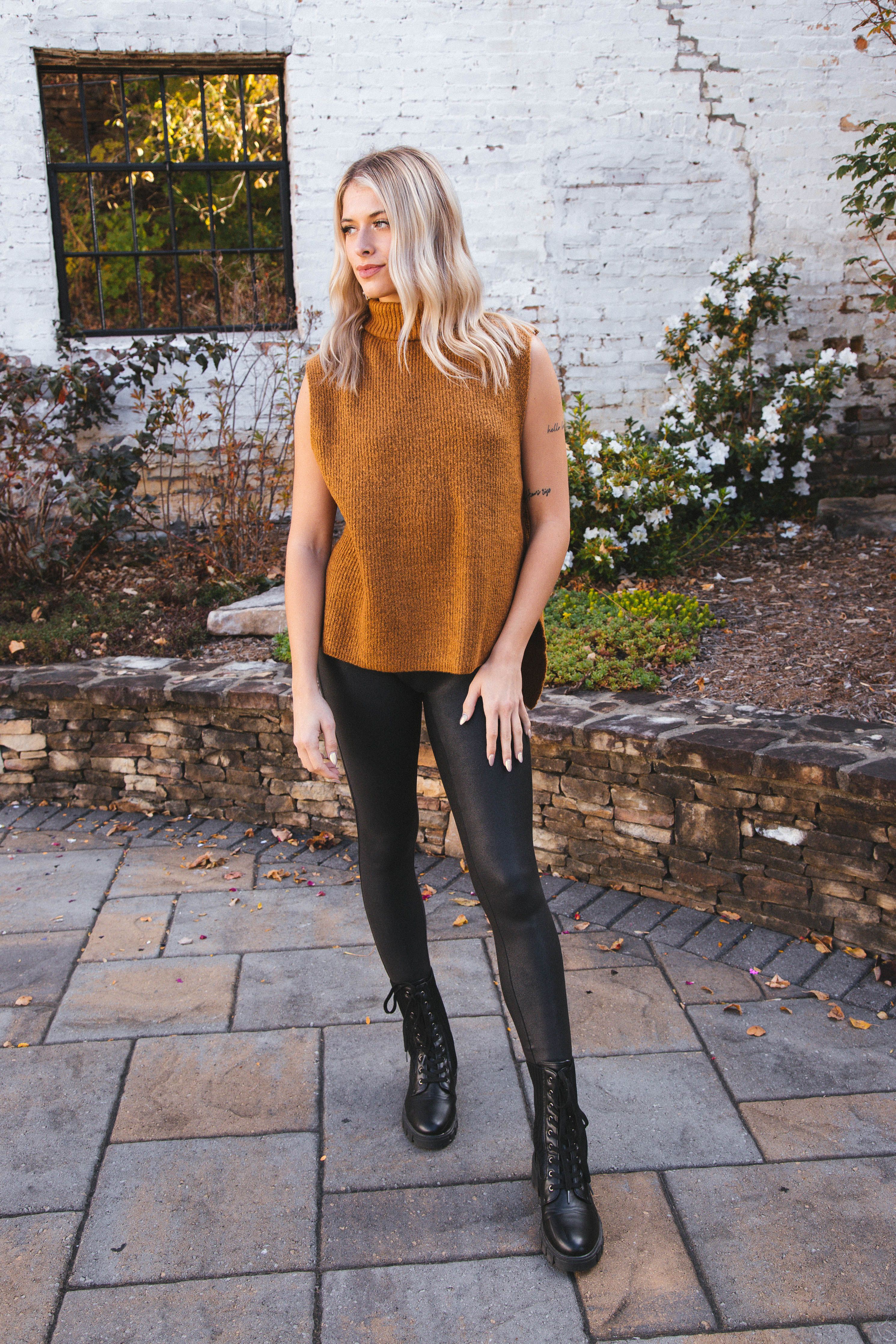 Amelie Turtleneck Sweater Vest, Pale Brown sold by North & Main Clothing Company product image thumbnail 2