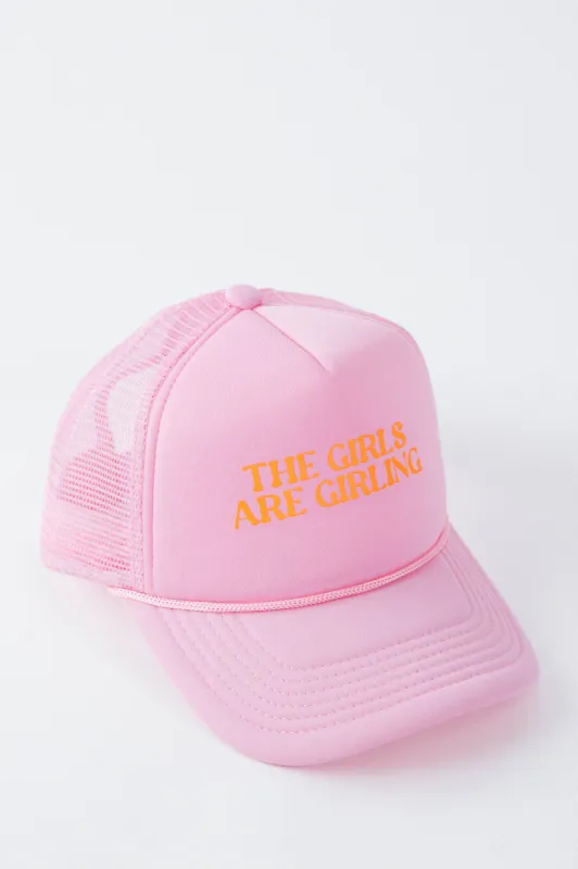 The Girls Are Girling Trucker Hat, Pink sold by North & Main Clothing Company