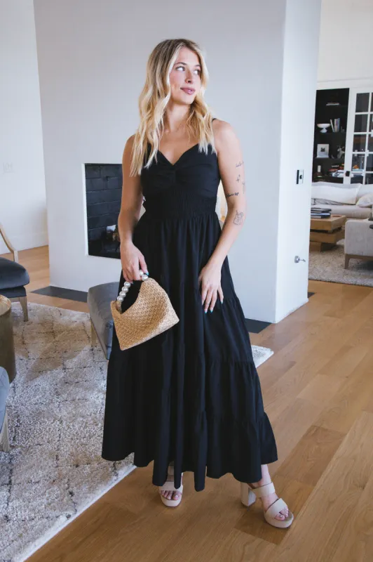 Adeline Twist Detail Maxi Dress, Black sold by North & Main Clothing Company