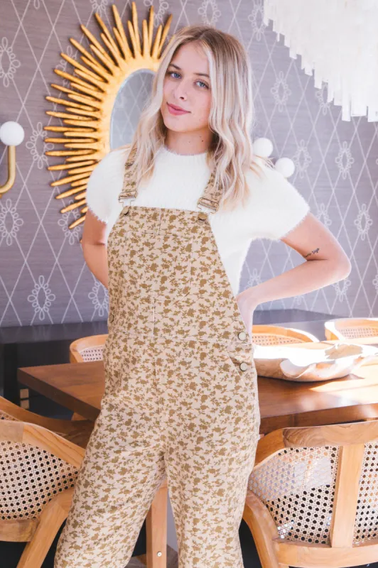 Bailey Floral Overalls, Light Green/Olive Floral sold by North & Main Clothing Company