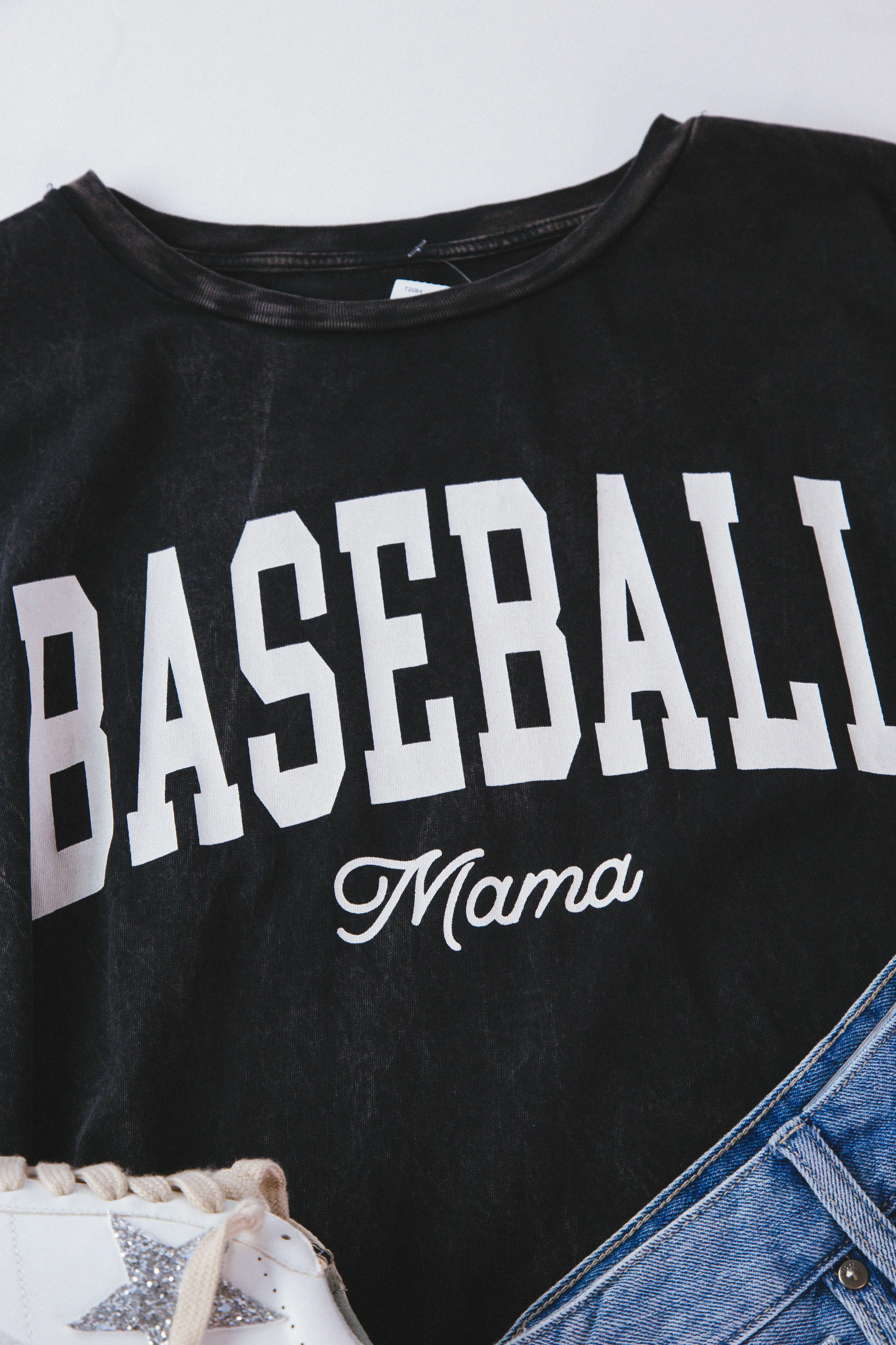 Baseball Mama Oversized Graphic Tee, Mineral Black sold by North & Main Clothing Company product image thumbnail 3