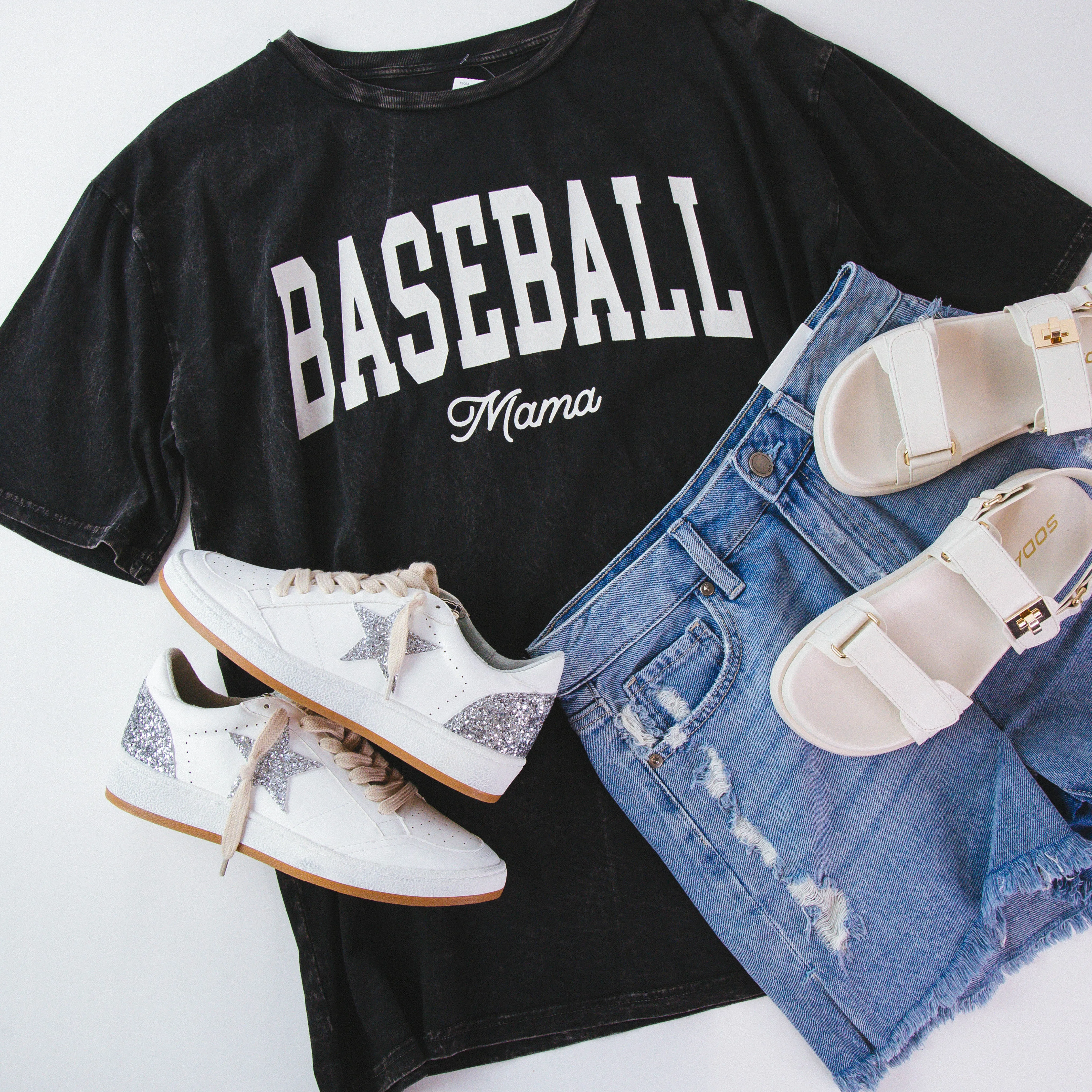 Baseball Mama Oversized Graphic Tee, Mineral Black sold by North & Main Clothing Company product image thumbnail 4
