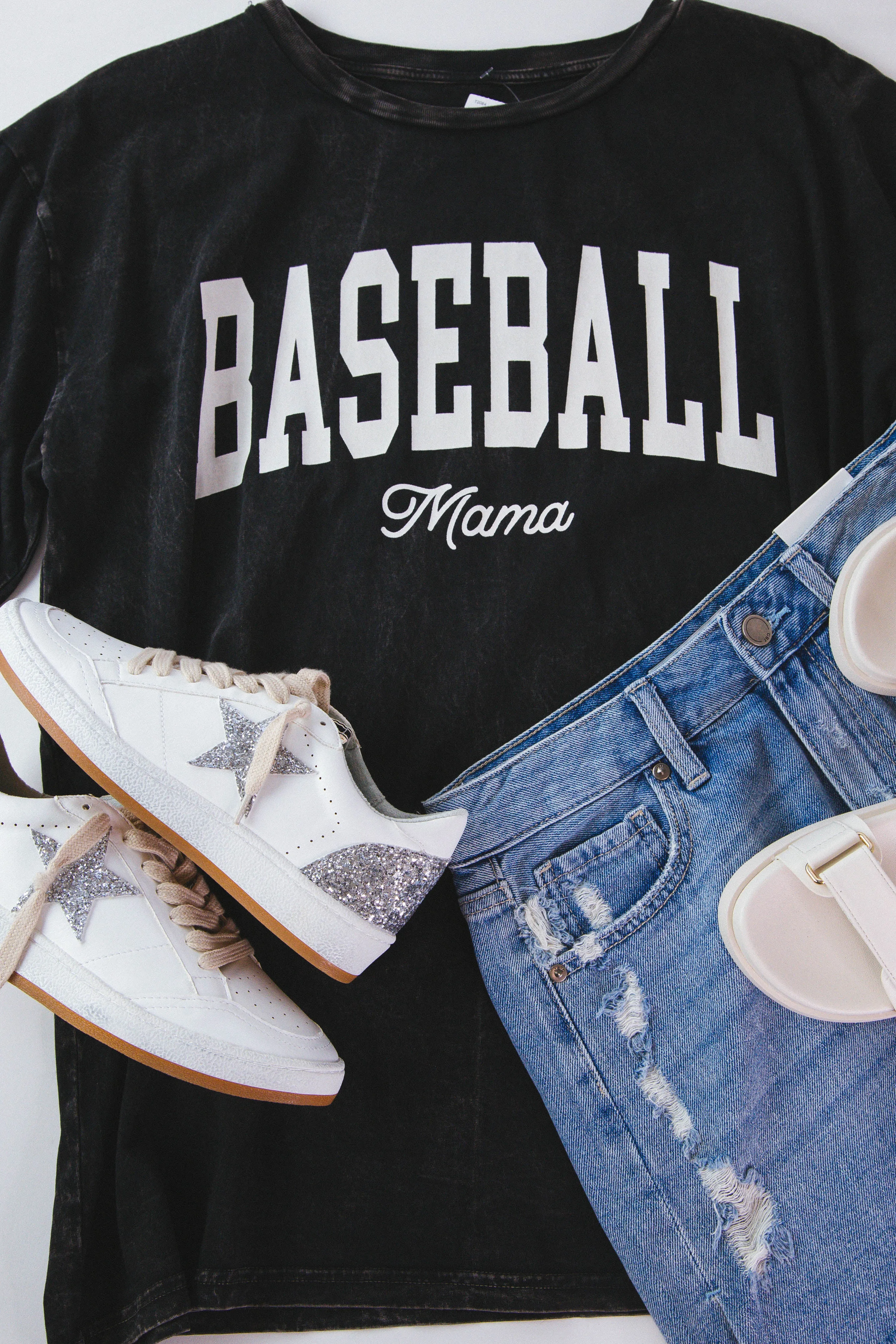 Baseball Mama Oversized Graphic Tee, Mineral Black sold by North & Main Clothing Company