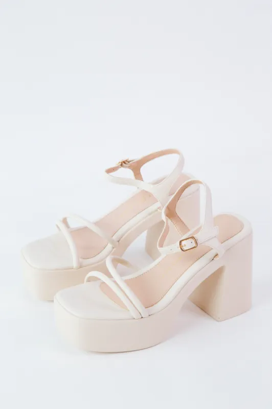 Avianna Smooth Block Heel Sandal, Cream | Chinese Laundry sold by North & Main Clothing Company