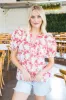 Nova Puff Sleeve Printed Top, Natural/Red sold by North & Main Clothing Company