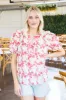 Nova Puff Sleeve Printed Top, Natural/Red sold by North & Main Clothing Company