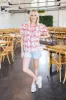 Nova Puff Sleeve Printed Top, Natural/Red sold by North & Main Clothing Company