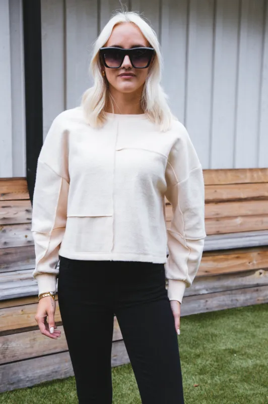 Paige Contrast Knit Top, Cream made by North & Main Clothing Company