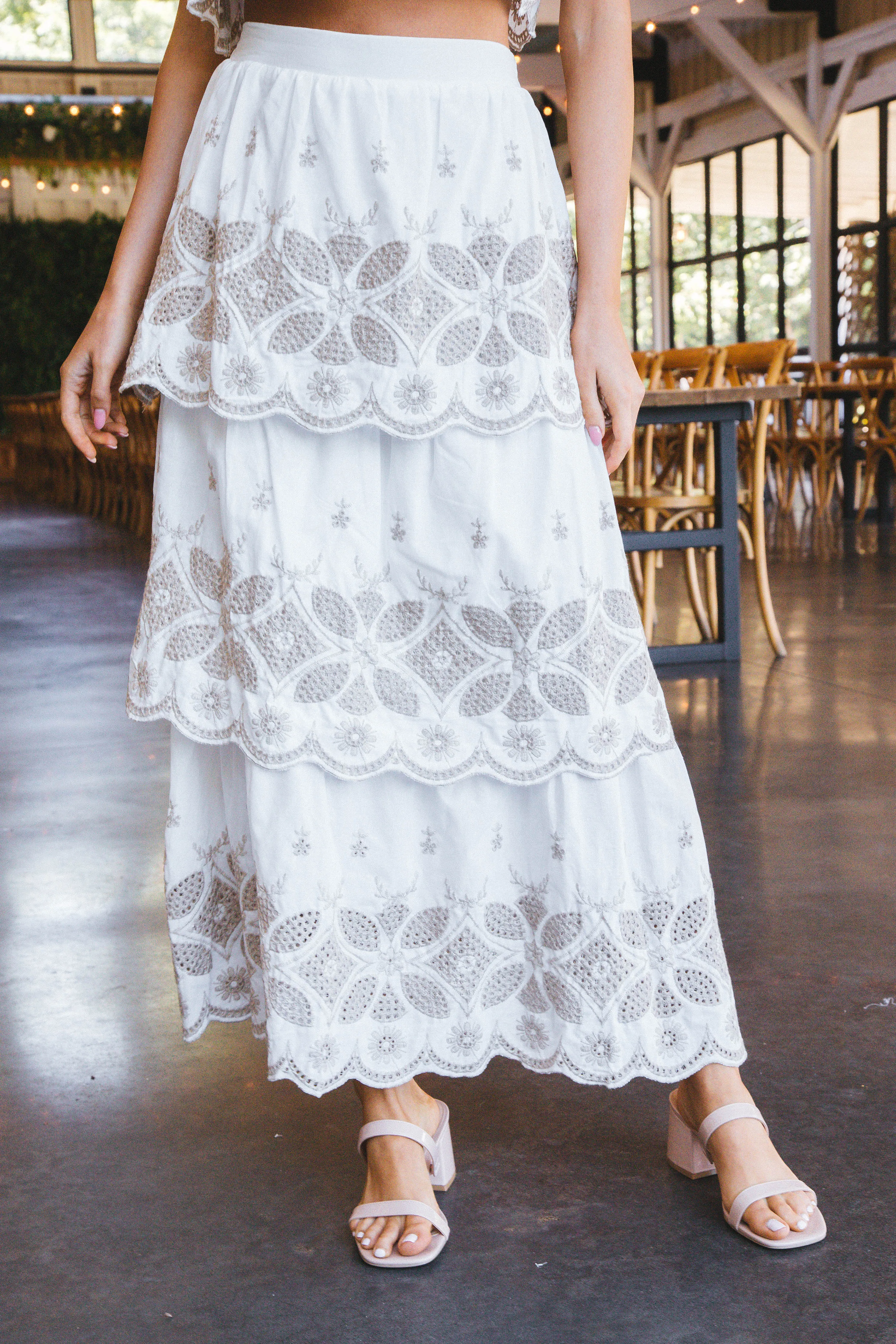Brooke Embroidered Eyelet Skirt, Off White sold by North & Main Clothing Company