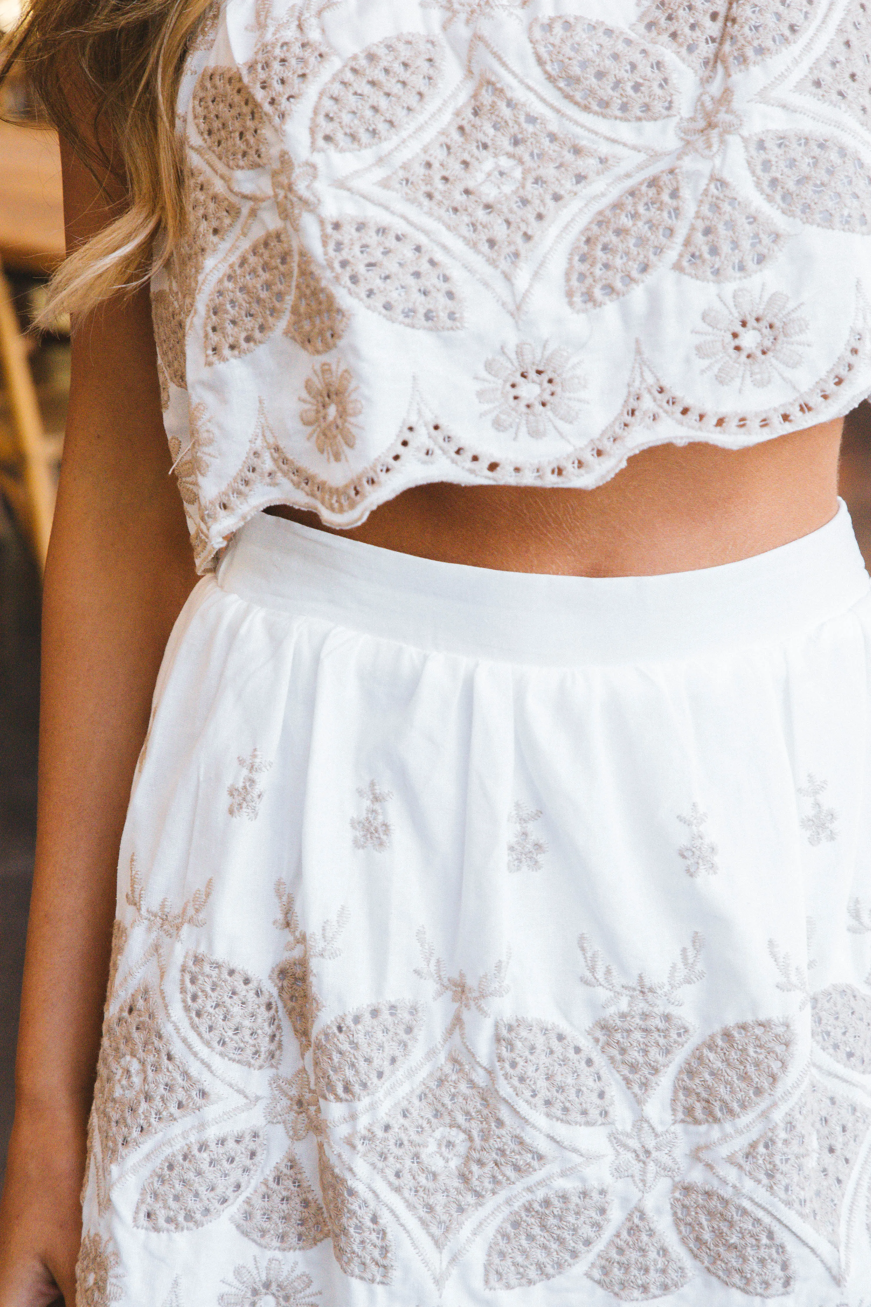 Brooke Embroidered Eyelet Skirt, Off White sold by North & Main Clothing Company product image thumbnail 4