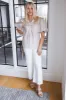 Nora Leaf Print Bubble Sleeve Top, Latte sold by North & Main Clothing Company