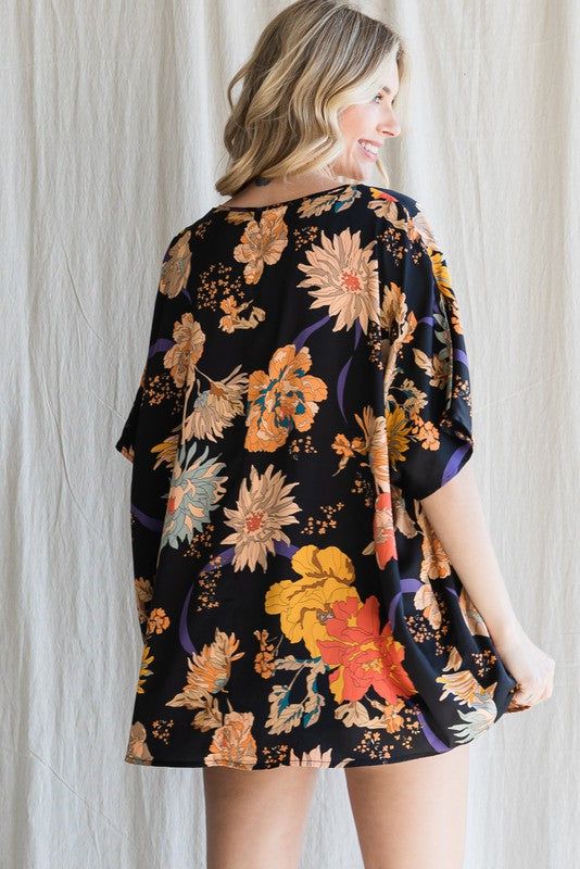 Midnight Floral Satin Top, Black | Plus Size sold by North & Main Clothing Company product image thumbnail 3