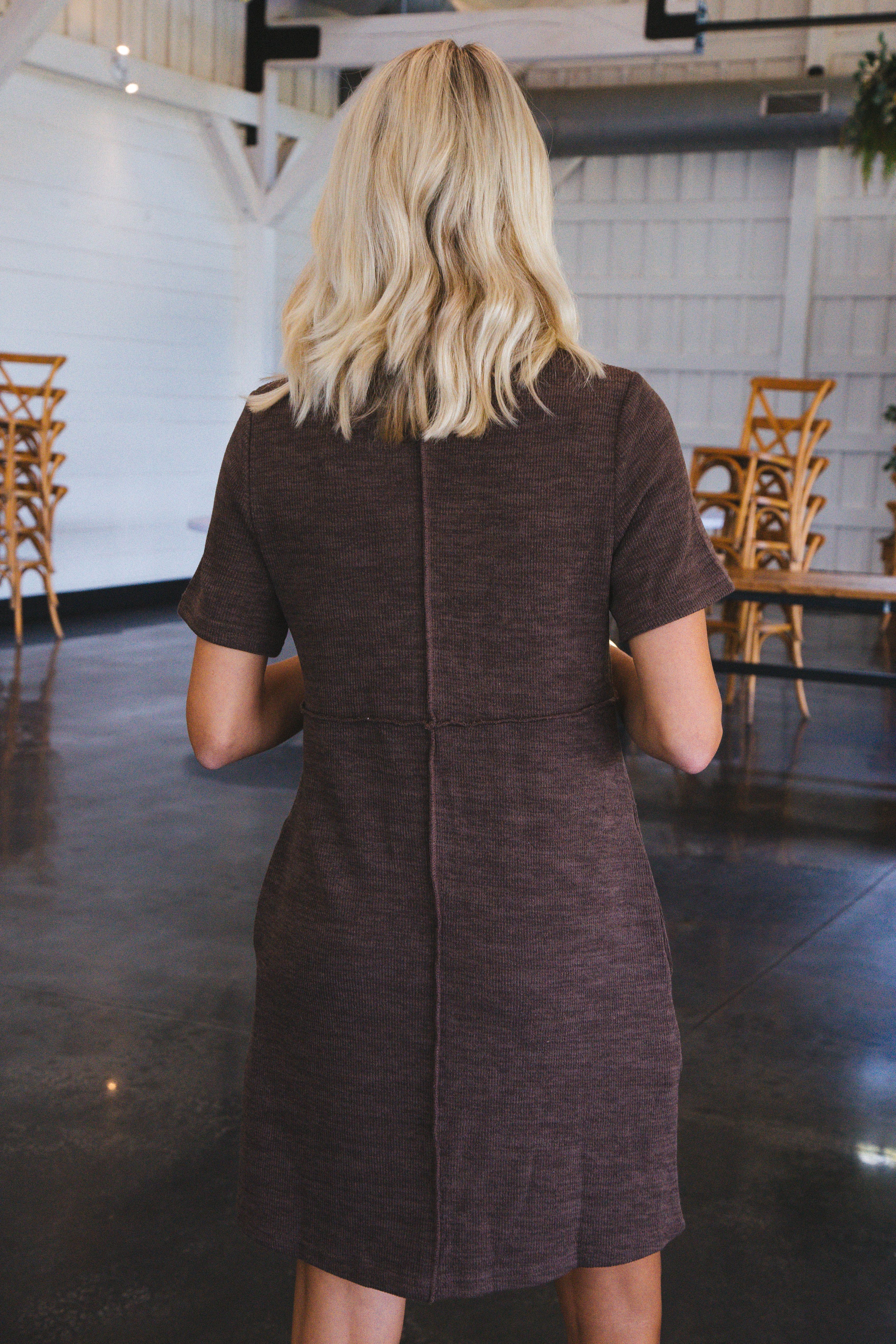 Charlena Knit Mini Dress, Espresso sold by North & Main Clothing Company product image thumbnail 4