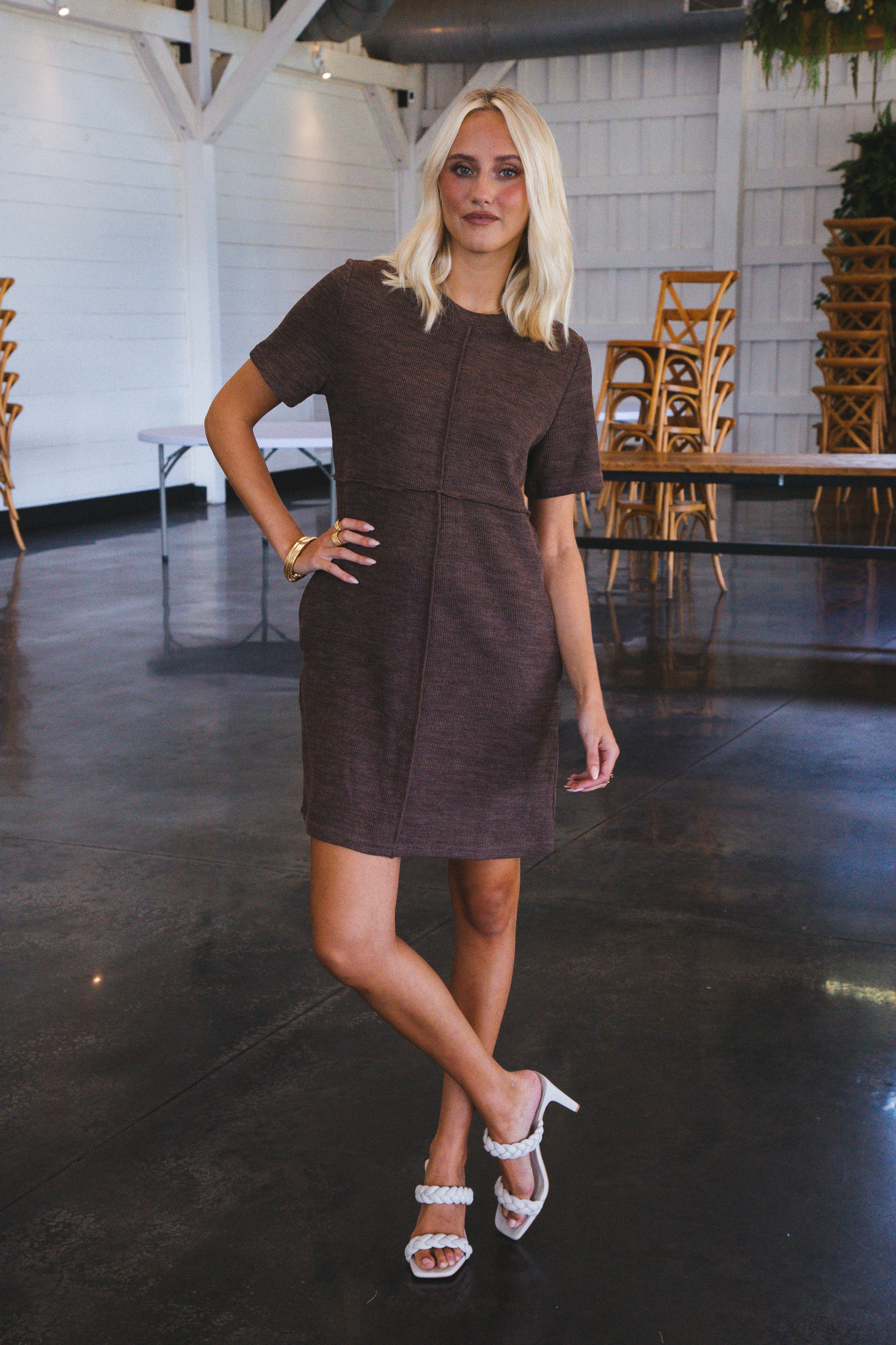 Charlena Knit Mini Dress, Espresso sold by North & Main Clothing Company product image thumbnail 5