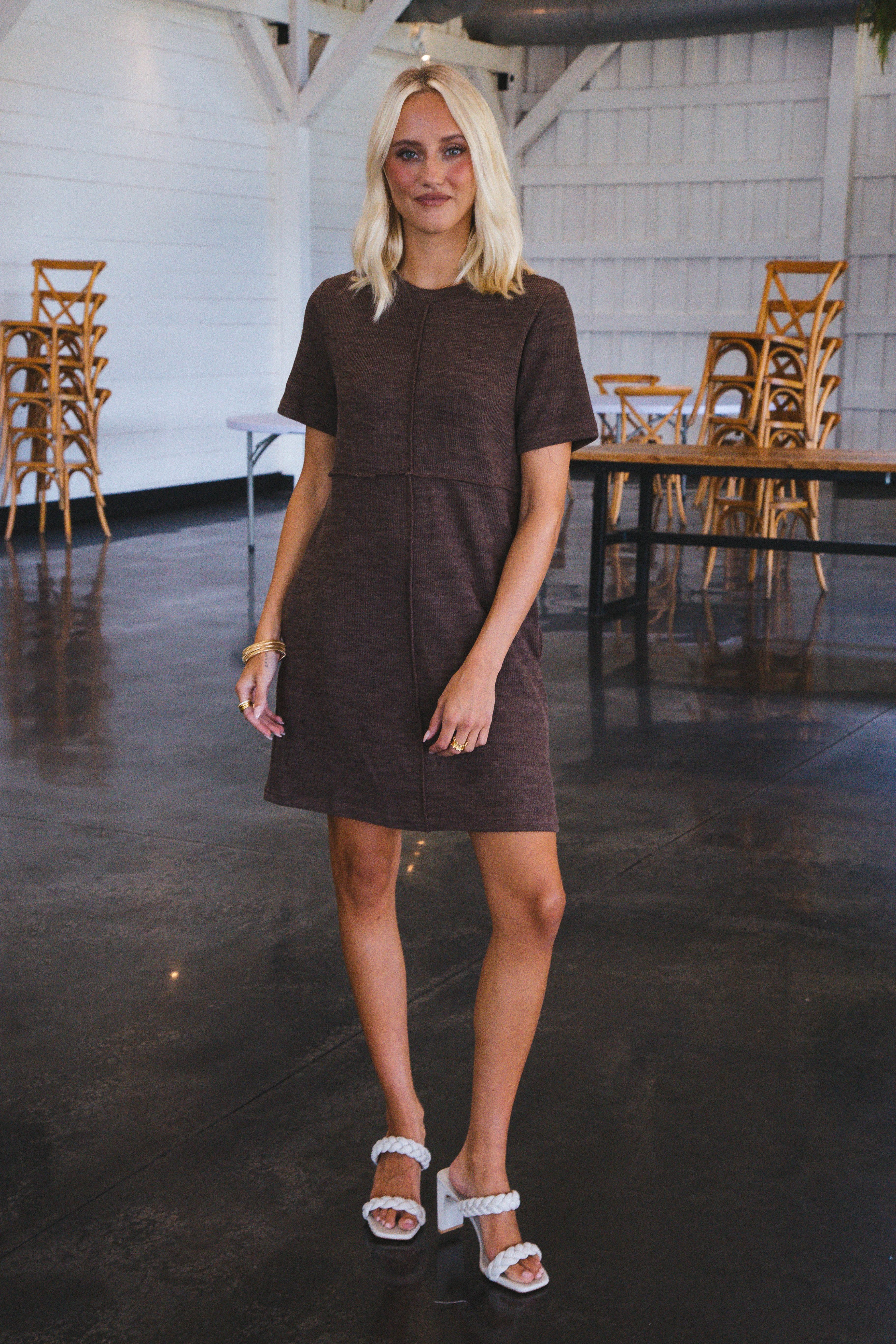 Charlena Knit Mini Dress, Espresso sold by North & Main Clothing Company product image thumbnail 2