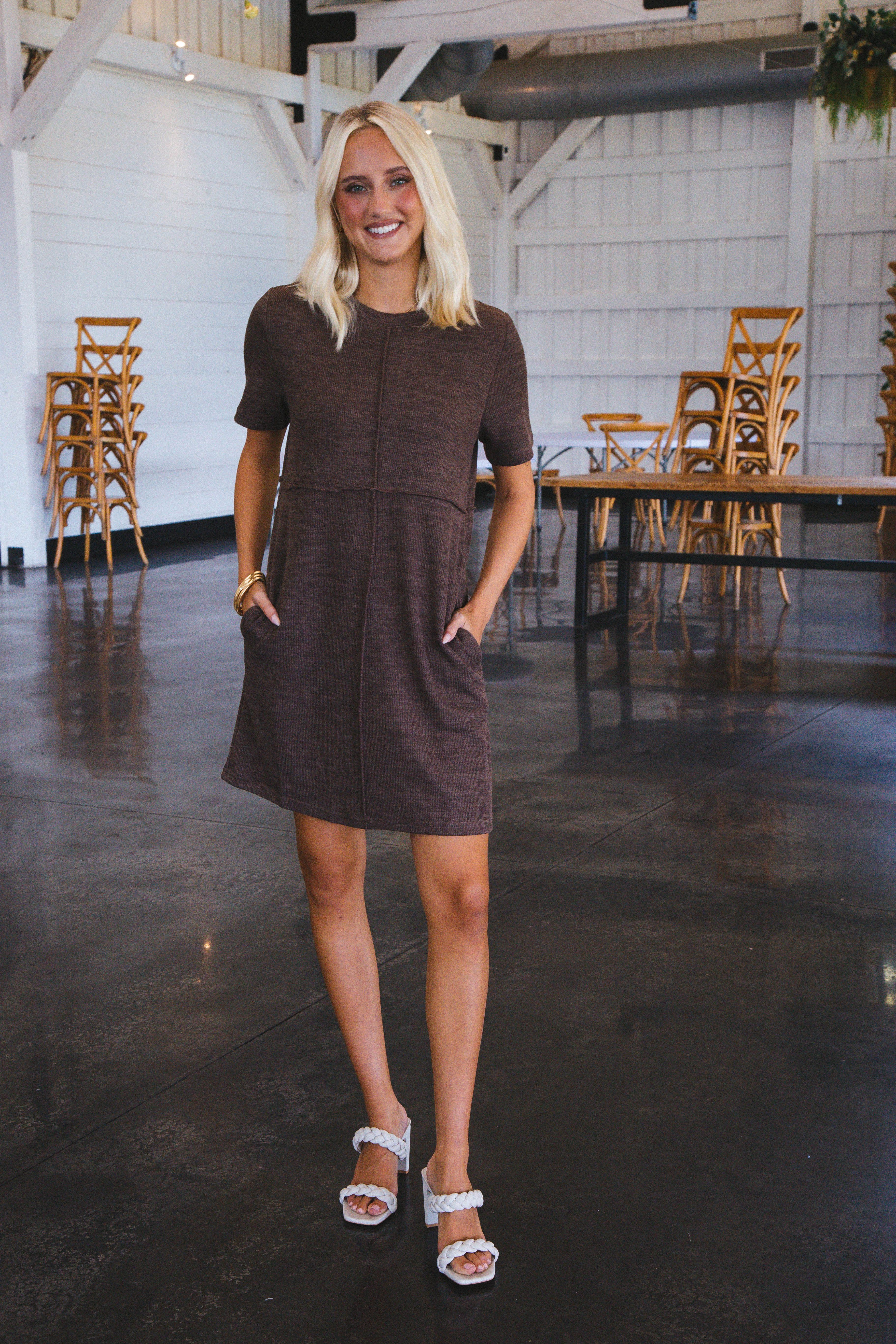 Charlena Knit Mini Dress, Espresso sold by North & Main Clothing Company product image thumbnail 6