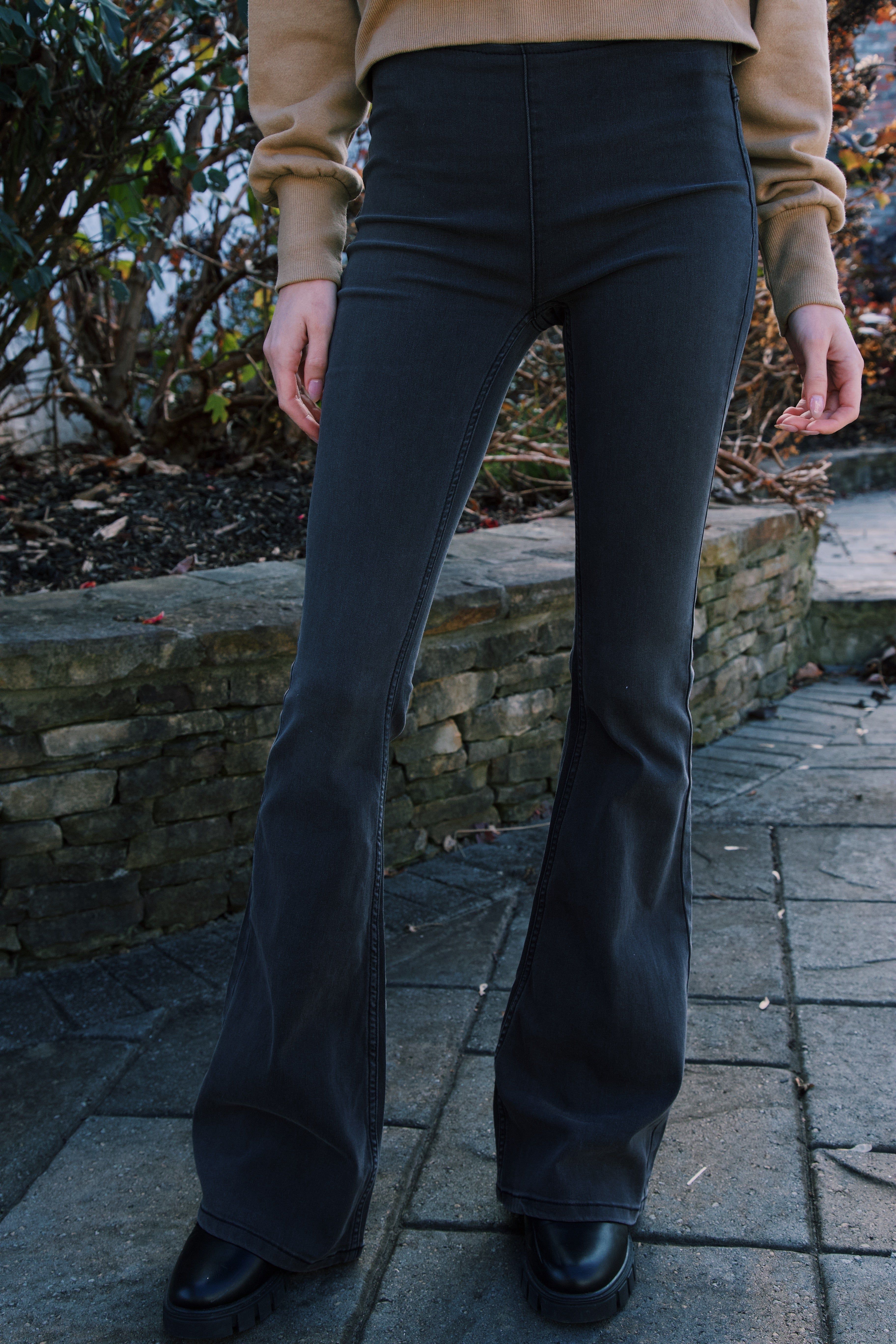 Penny Pull On Flare Pants, Washed Black | Free People sold by North & Main Clothing Company product image thumbnail 4