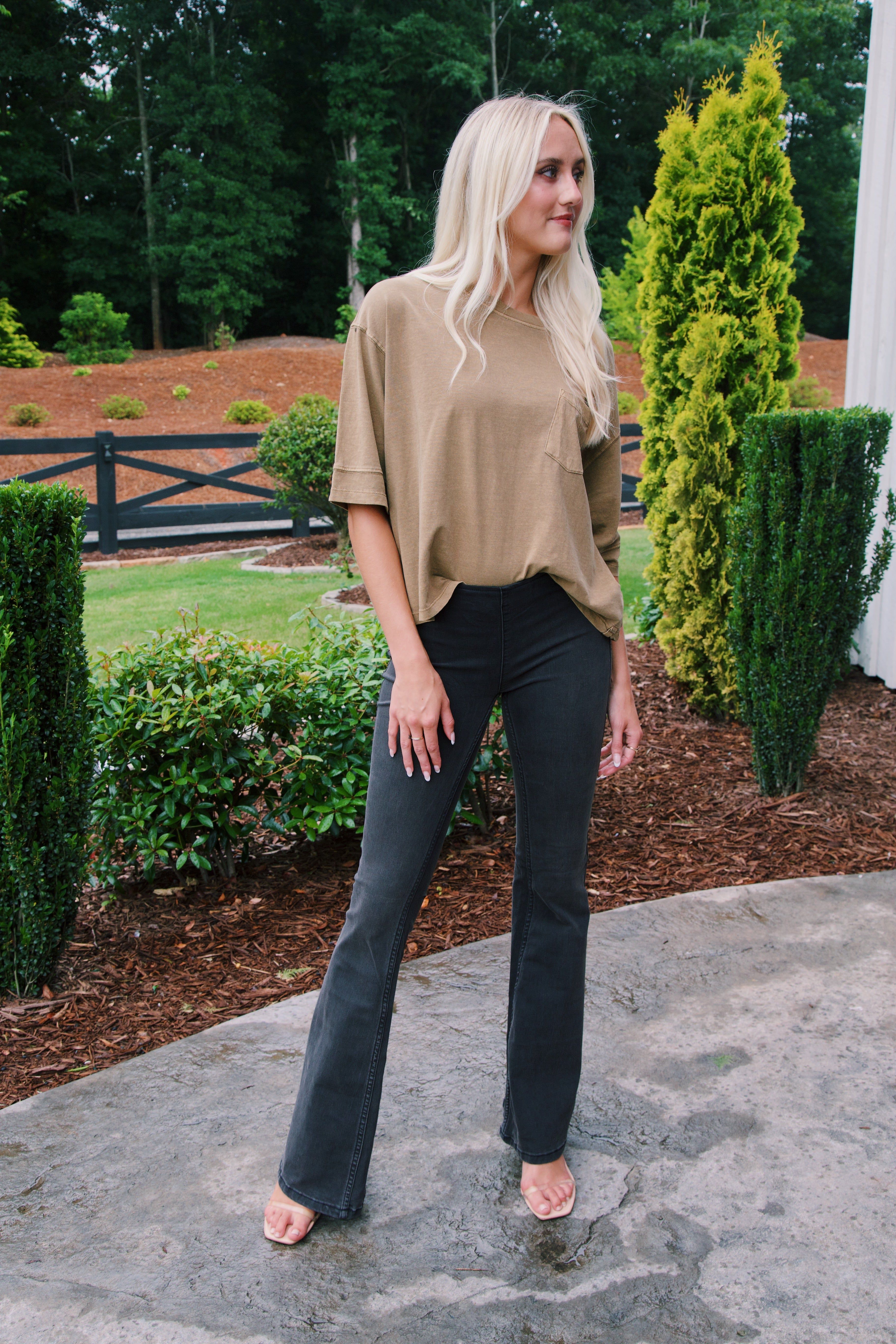 Penny Pull On Flare Pants, Washed Black | Free People sold by North & Main Clothing Company product image thumbnail 3