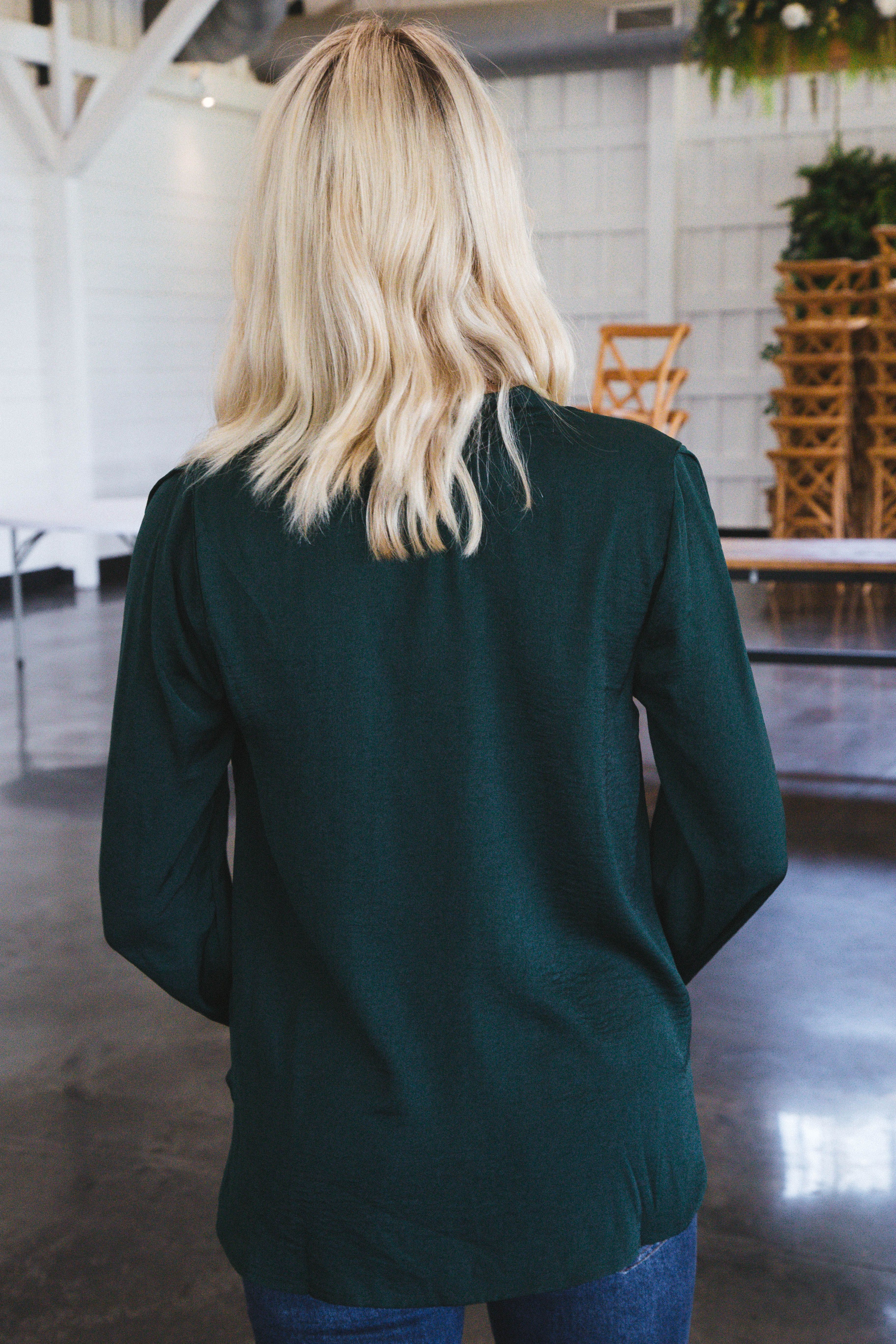 Adelaide Silky Blouse, Hunter Green sold by North & Main Clothing Company product image thumbnail 4