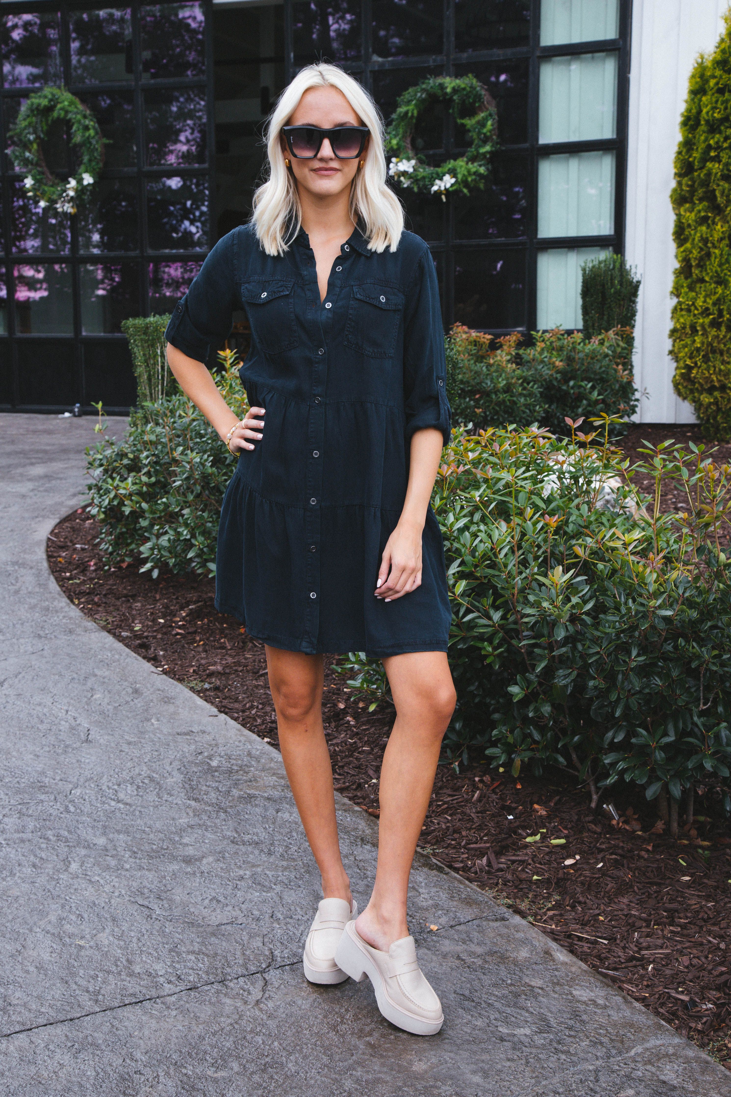 Bree Button Down Tiered Dress, Overdye Indigo | Velvet Heart sold by North & Main Clothing Company product image thumbnail 5