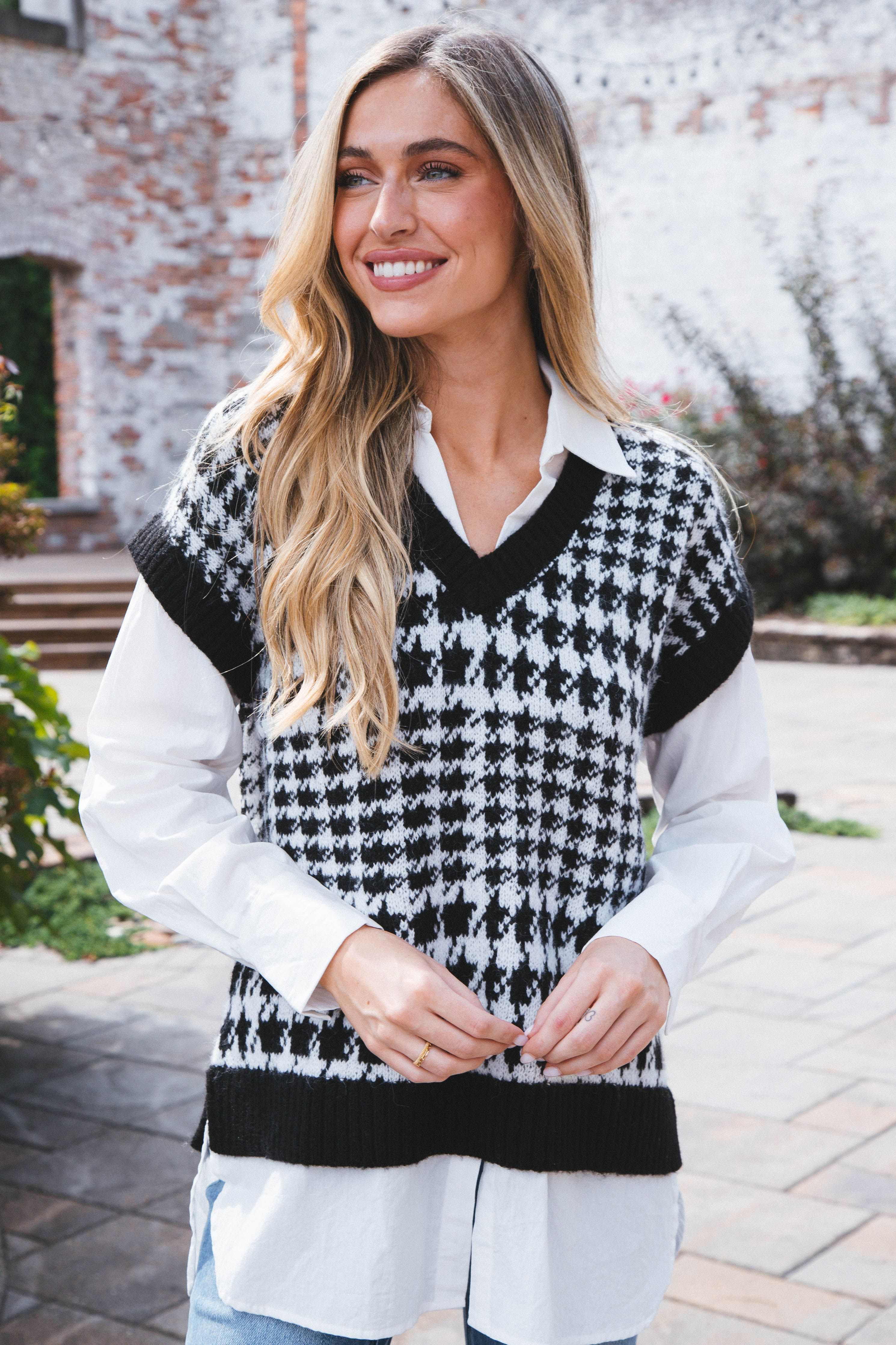 Houndstooth Sweater Shirt, Black sold by North & Main Clothing Company