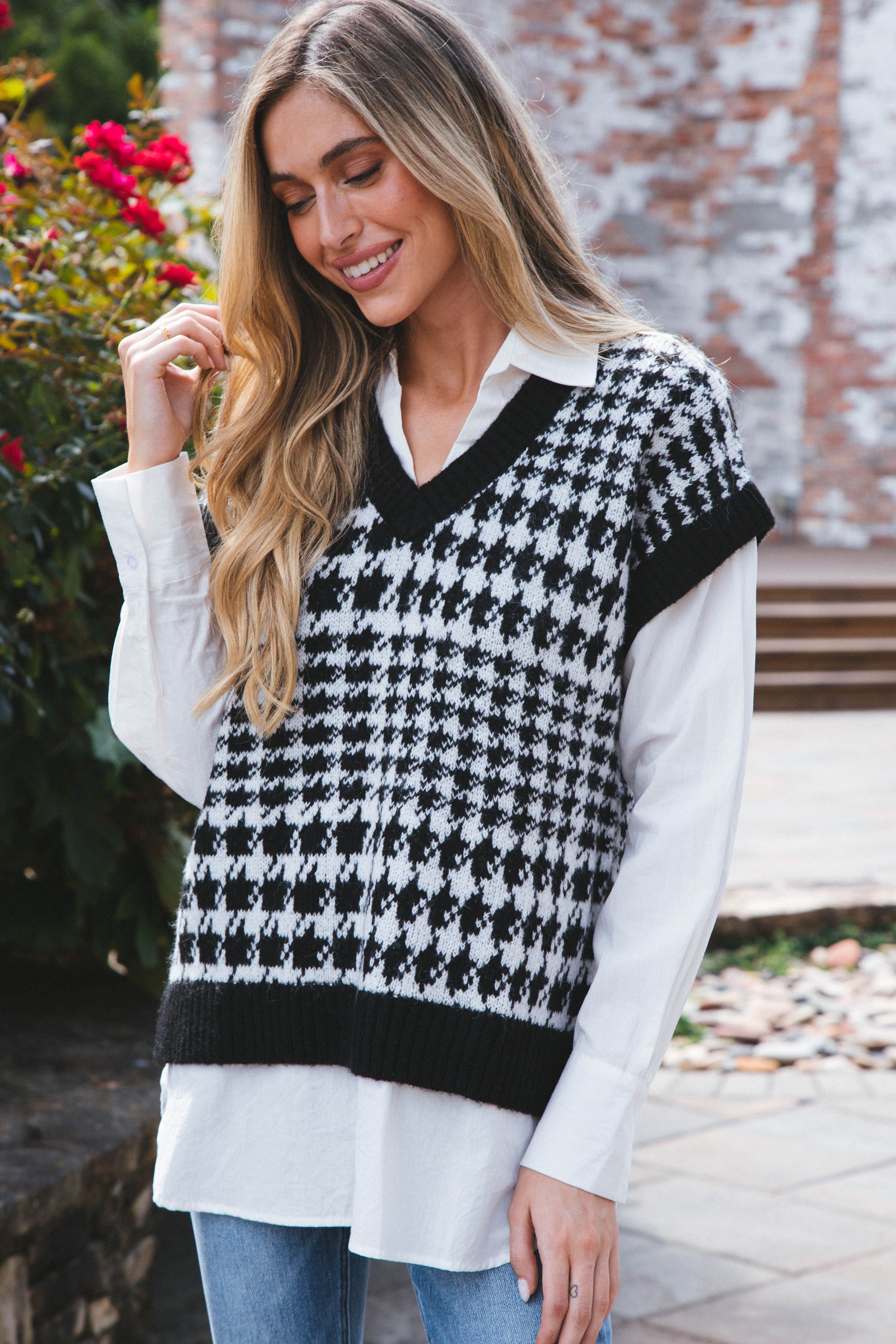 Houndstooth Sweater Shirt, Black sold by North & Main Clothing Company product image thumbnail 3