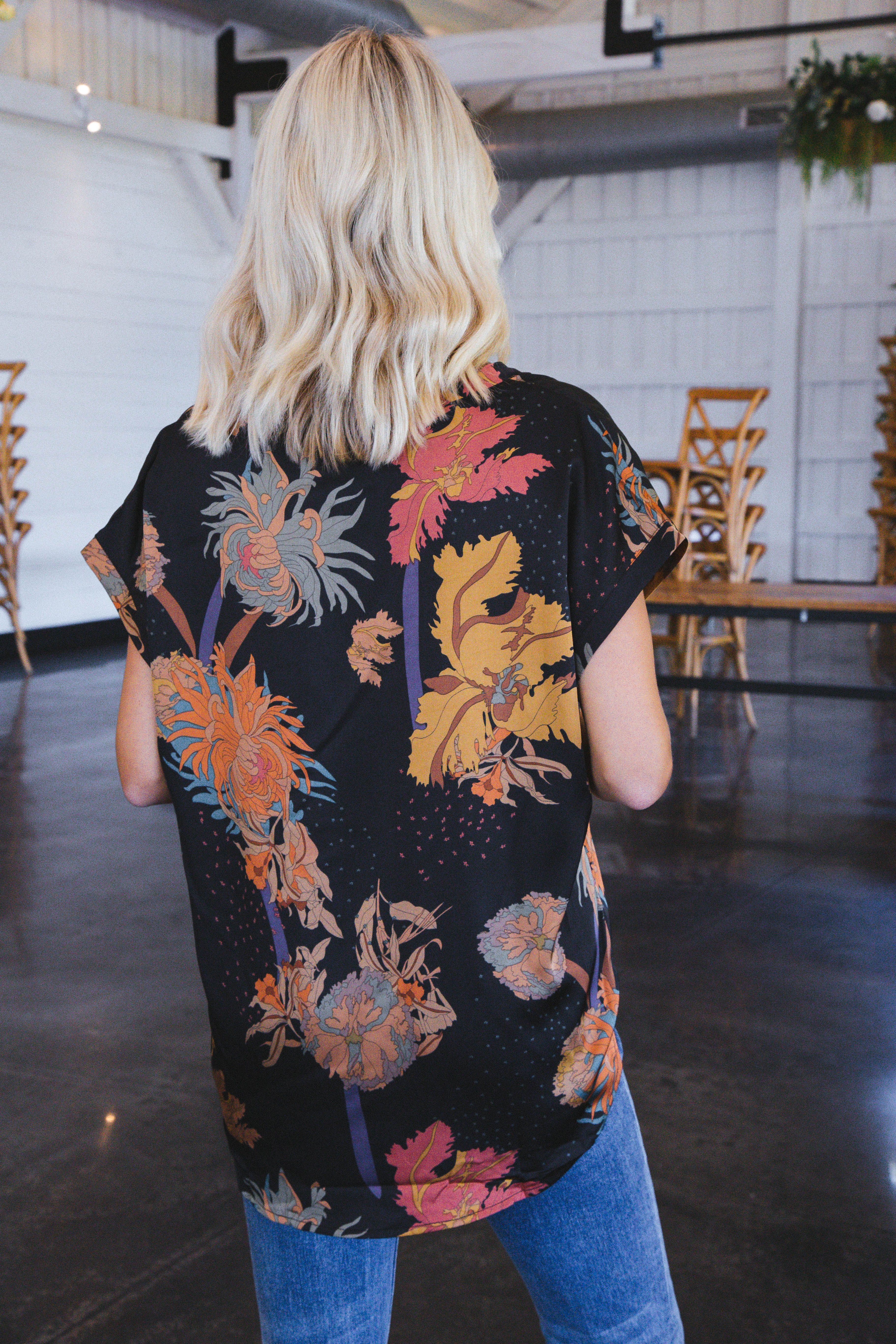 Serena Satin Floral Blouse, Black sold by North & Main Clothing Company product image thumbnail 12