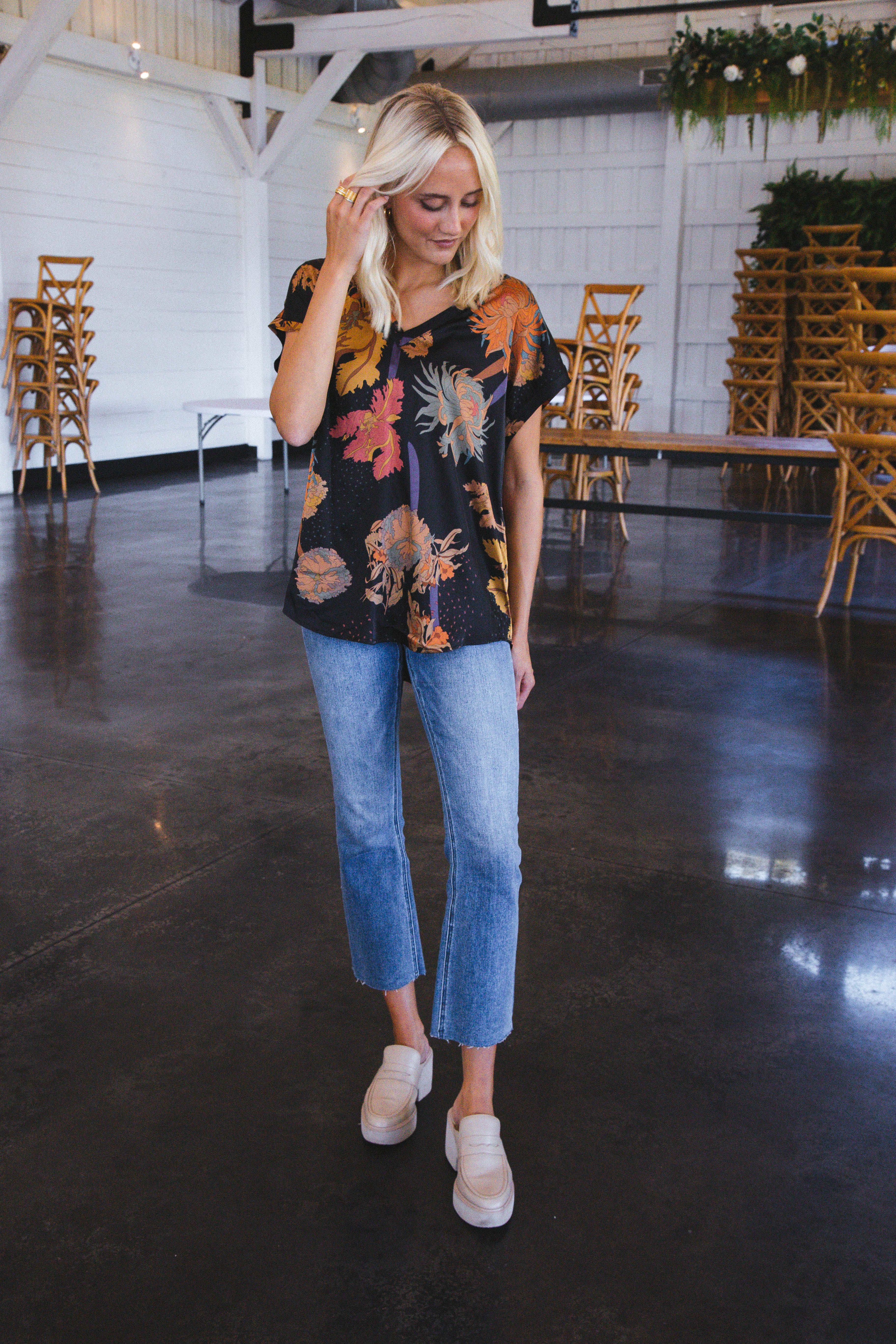 Serena Satin Floral Blouse, Black sold by North & Main Clothing Company product image thumbnail 14