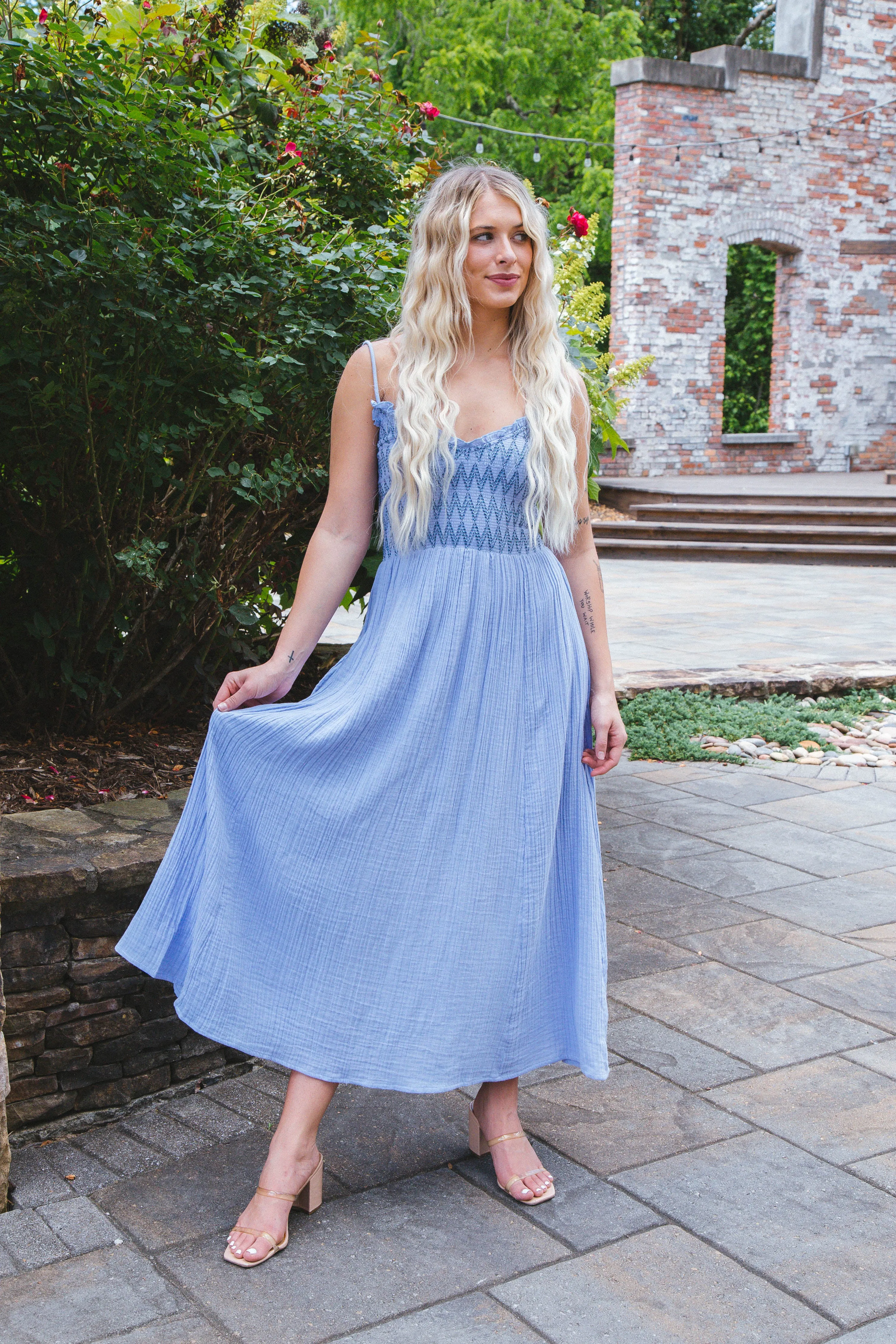 Sweet Nothings Midi Dress, Blue Heron Free People Parallel