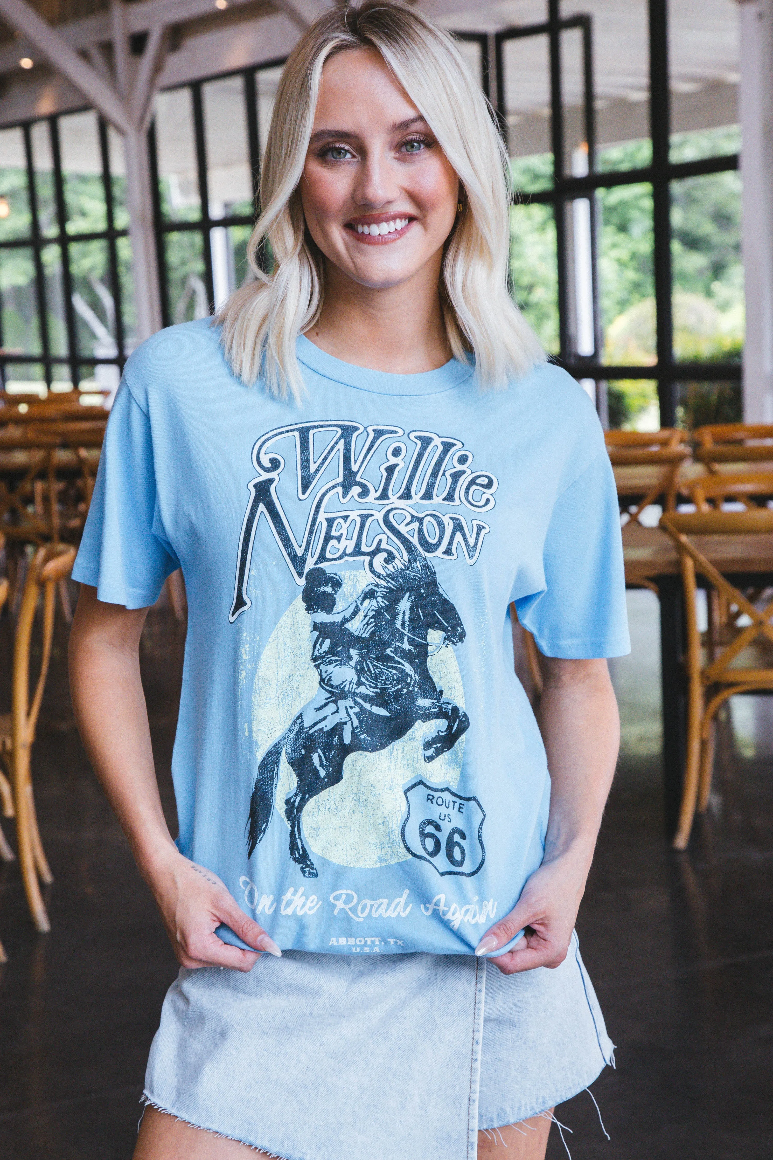 Willie Nelson Route 66 Weekend Tee, Vintage Blue | Daydreamer sold by North & Main Clothing Company product image thumbnail 2