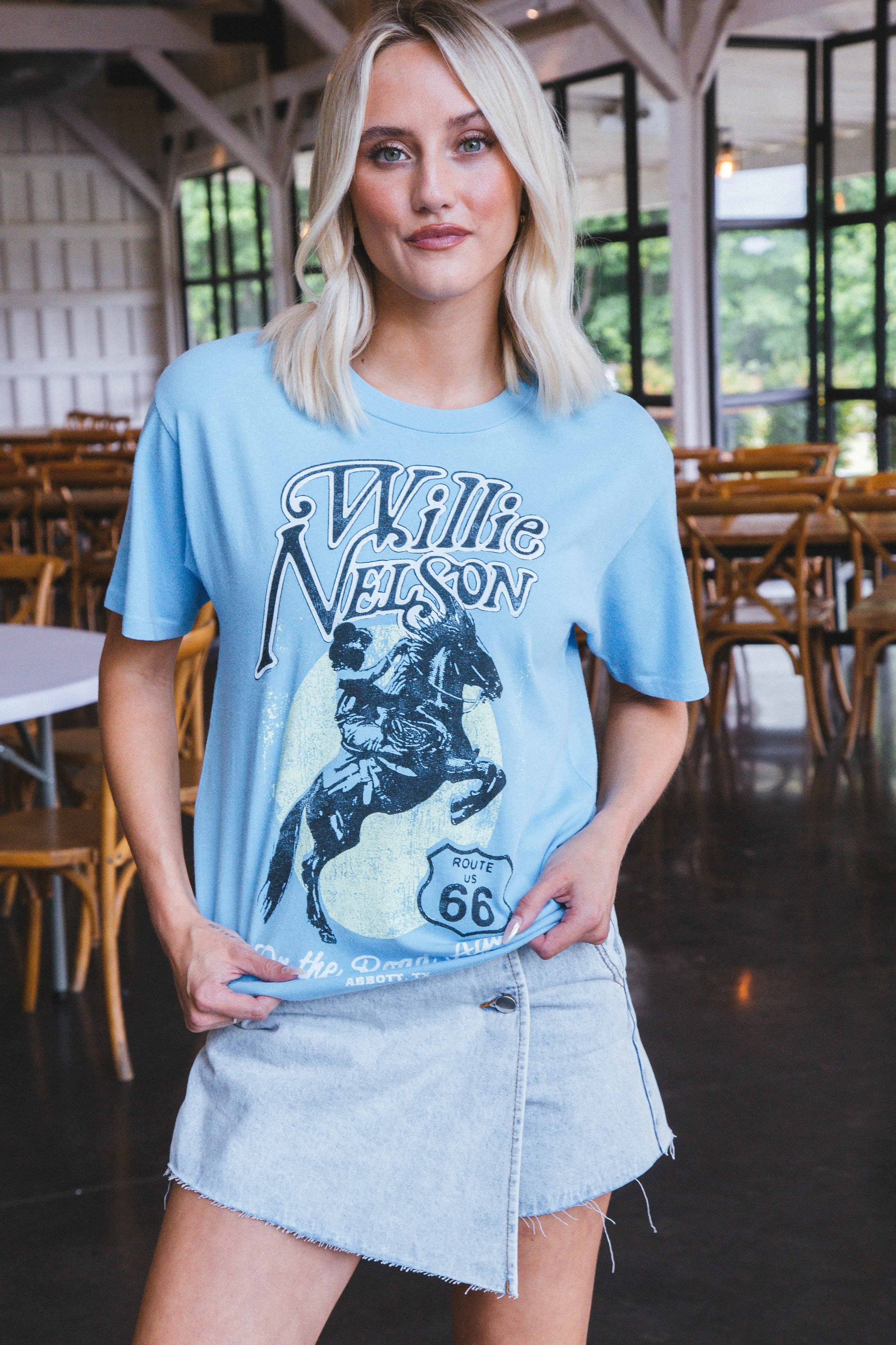 Willie Nelson Route 66 Weekend Tee, Vintage Blue | Daydreamer sold by North & Main Clothing Company product image thumbnail 3