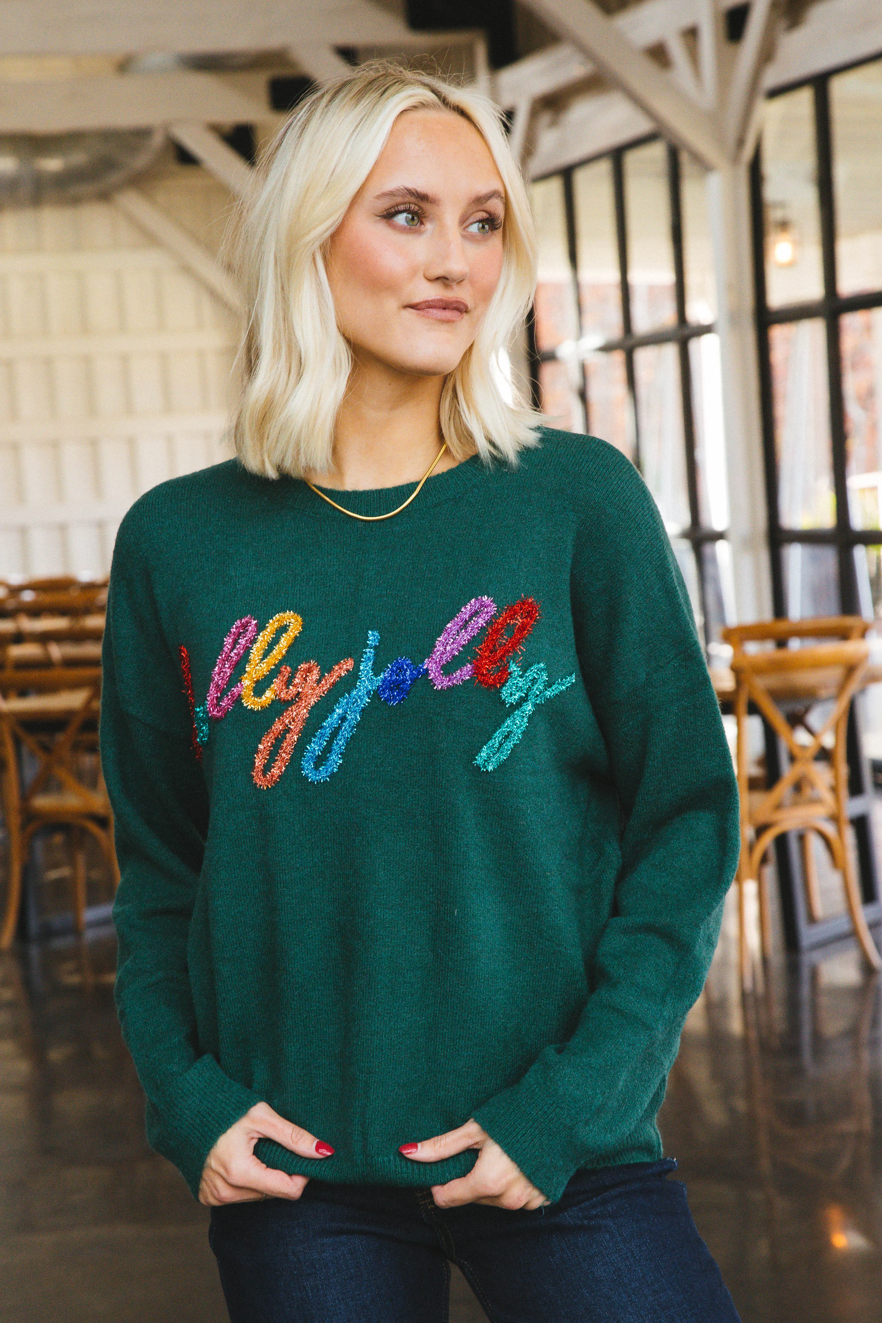 Holly Jolly Pullover Sweater, Green sold by North & Main Clothing Company product image thumbnail 2