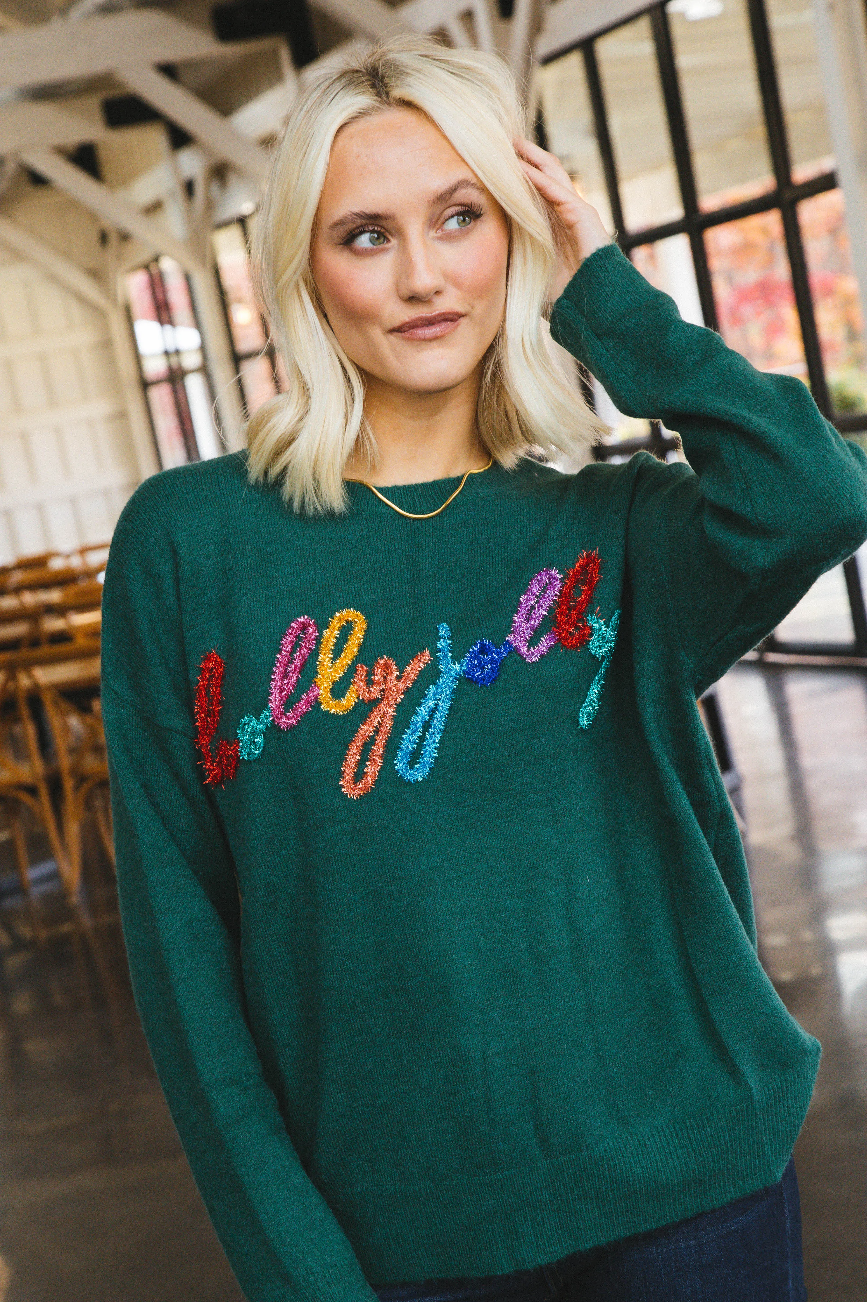 Holly Jolly Pullover Sweater, Green sold by North & Main Clothing Company product image thumbnail 5