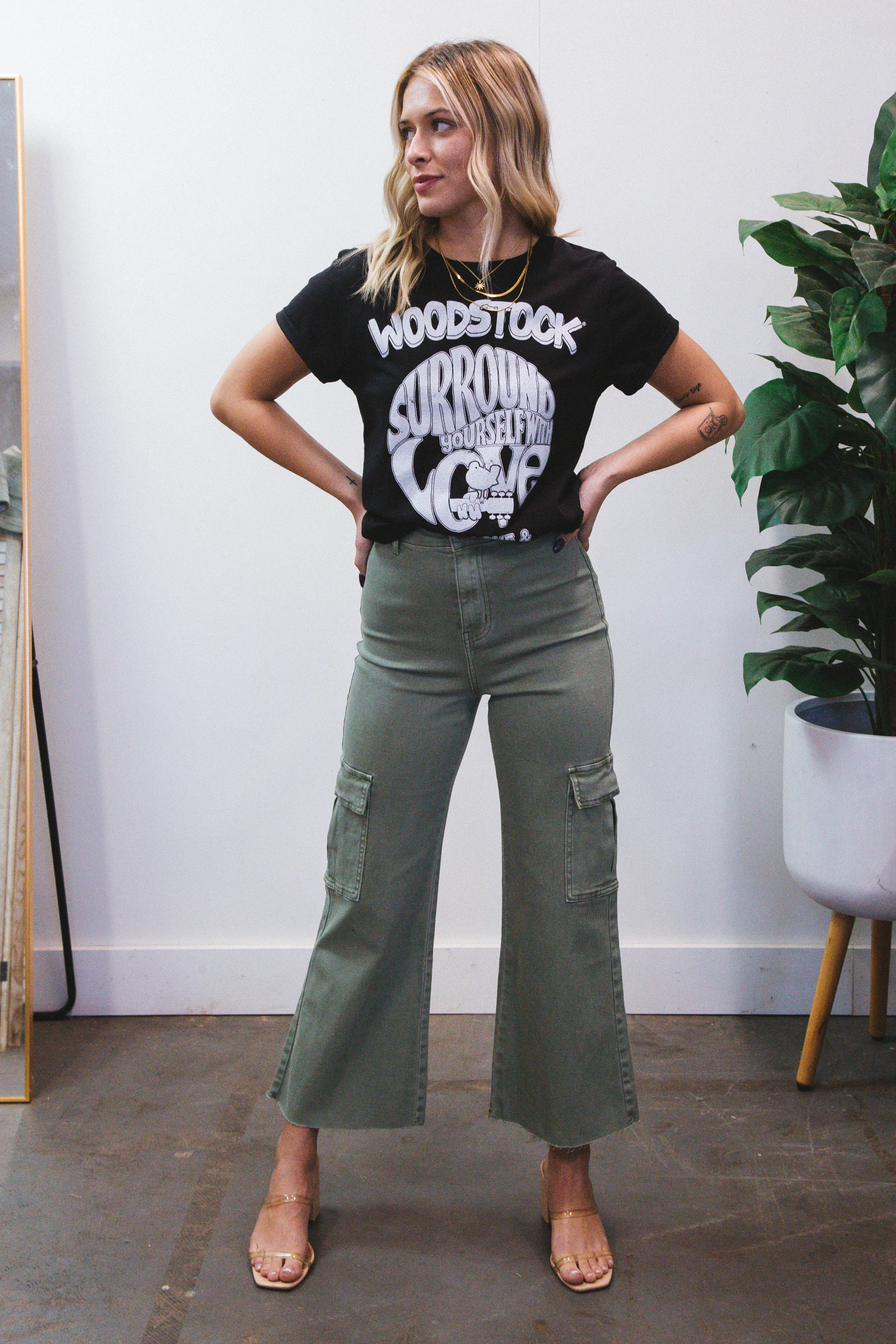 Murphy High Rise Wide Leg Cargo Pants, Olive sold by North & Main Clothing Company product image thumbnail 2