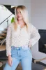 Rylan Crochet Button Down Top, Natural sold by North & Main Clothing Company