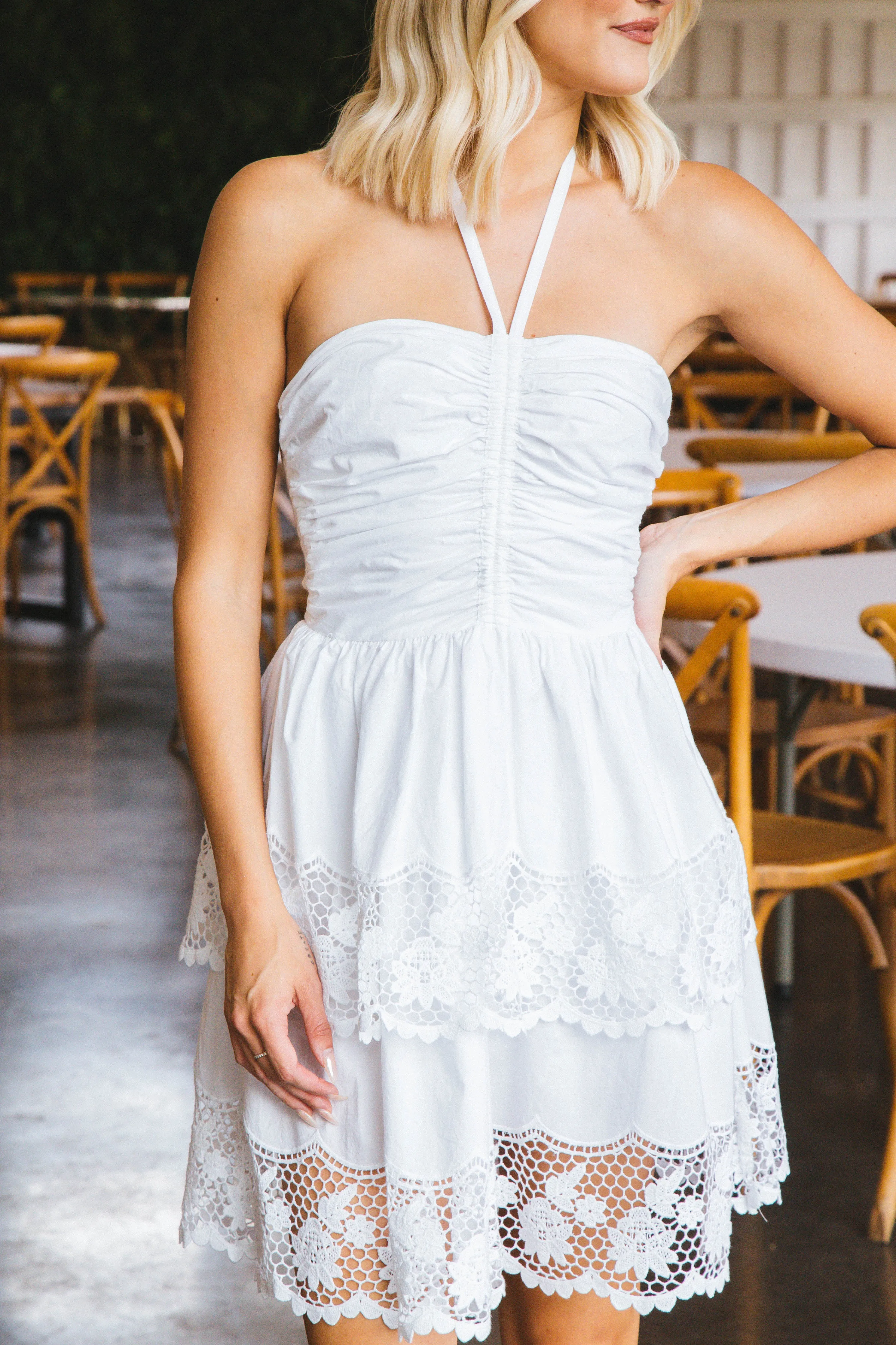 Robyn Lace Tiered Dress, White | Steve Madden sold by North & Main Clothing Company product image thumbnail 5