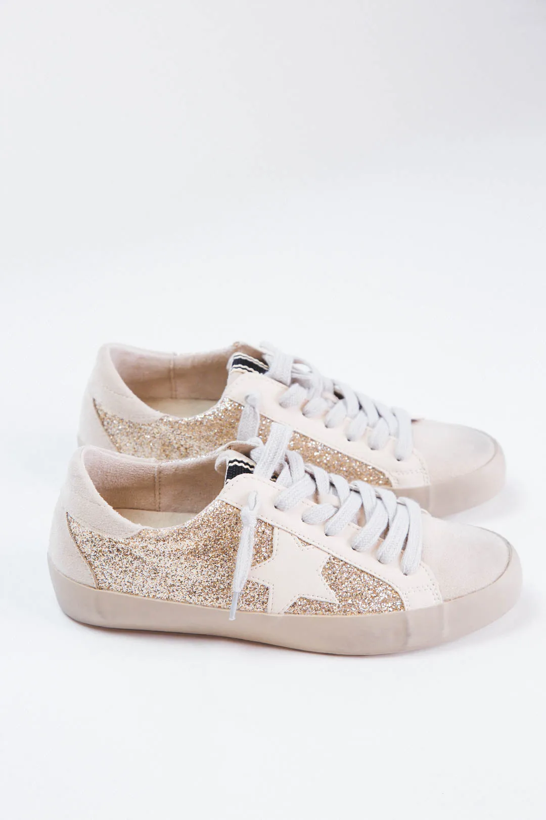 Paula Lace Up Star Sneaker, Gold Glitter sold by North & Main Clothing Company product image thumbnail 2