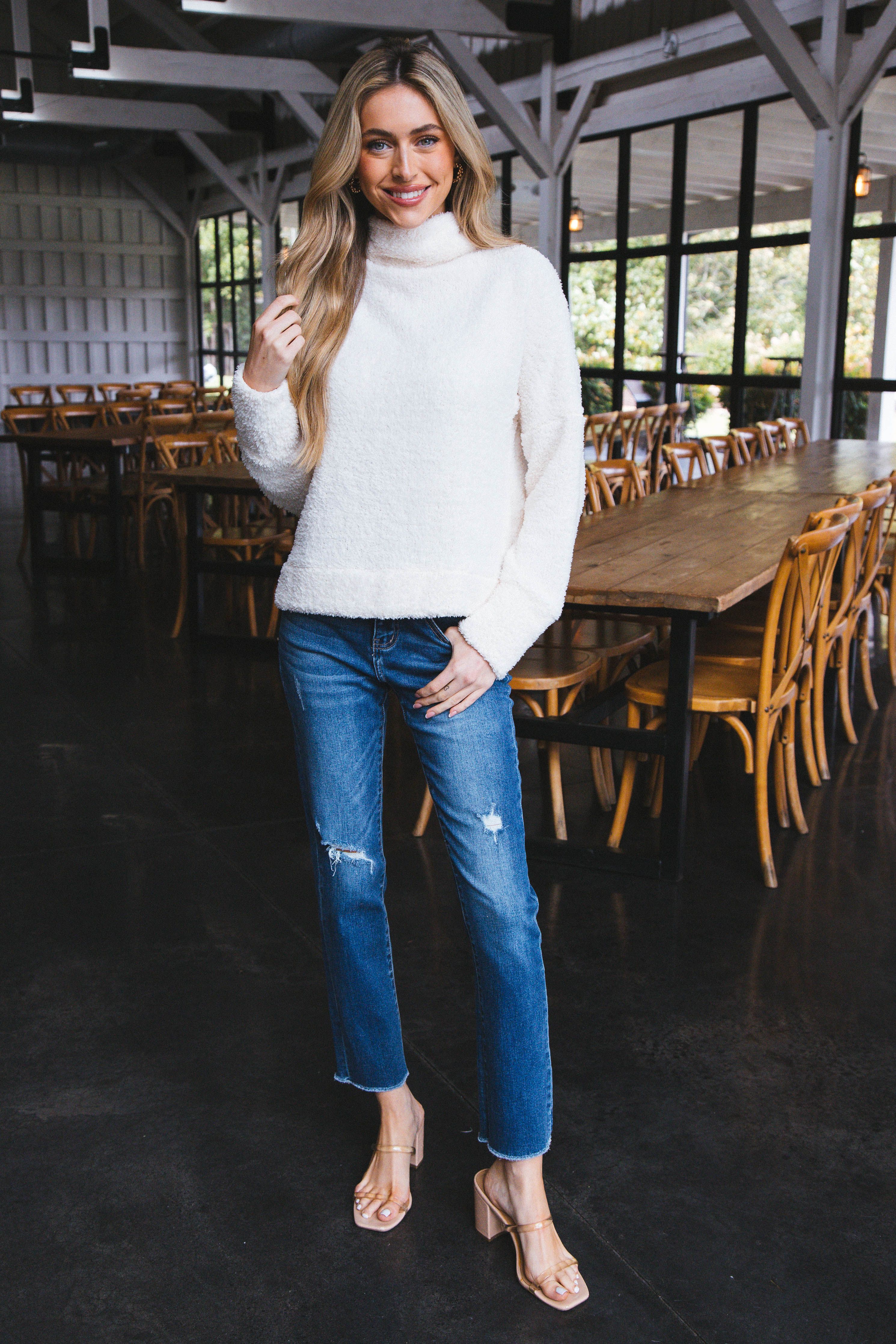 Ashlynn Fuzzy Solid Knit Top, Cream sold by North & Main Clothing Company product image thumbnail 2